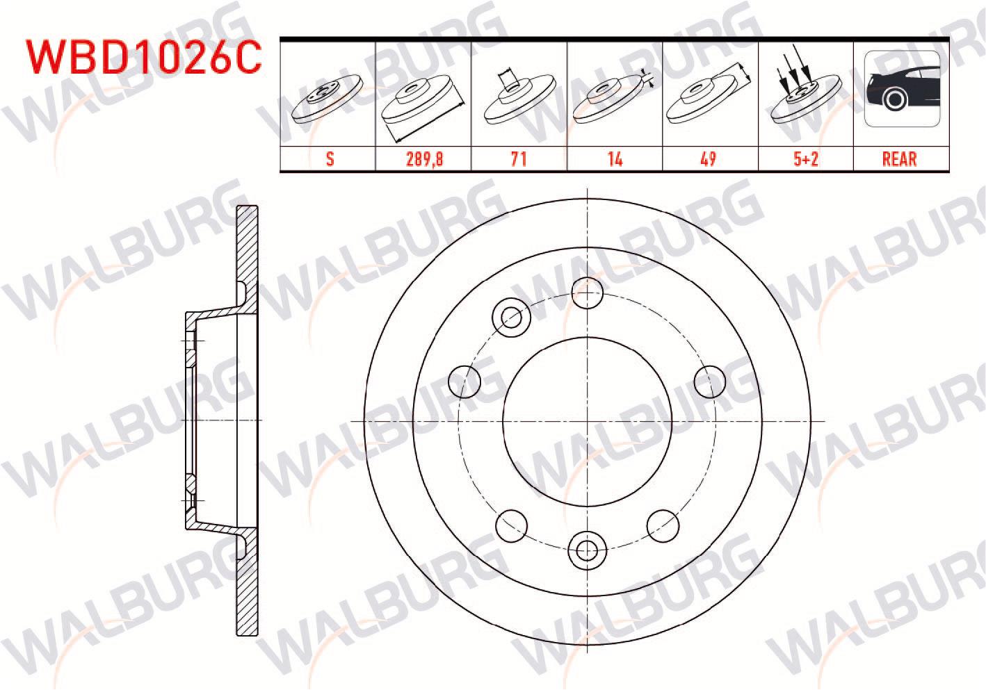 FREN DISKI ARKA DUZ KAPLAMALI CITROEN JUMPY II 1.9 D 5 BIJON 289,8X14X71X49 2006-