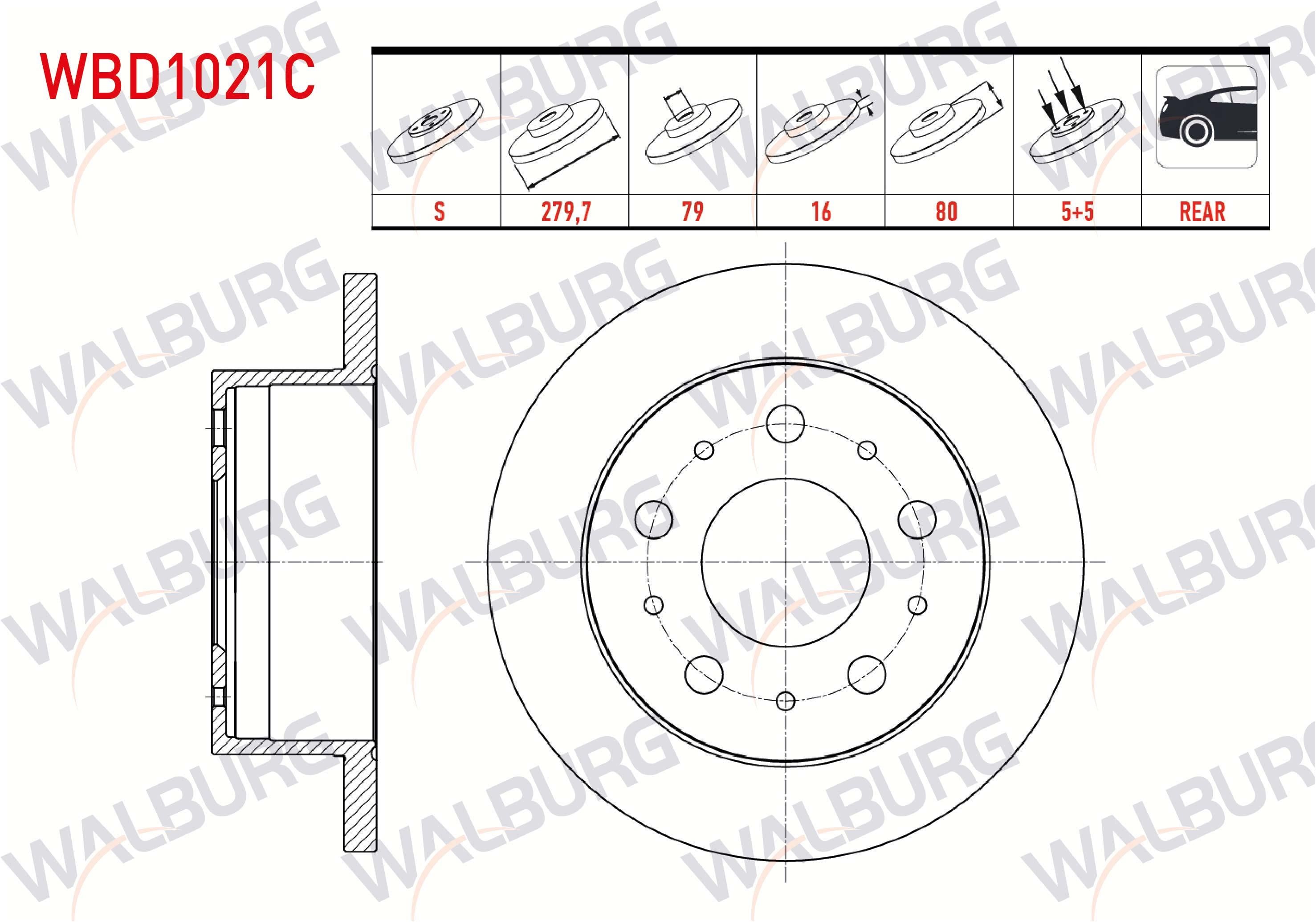FREN DISKI ARKA DUZ KAPLAMALI CITROEN JUMPER III 2.2 HDI 16 JANT 5 BIJON 279,7X16X79X80 2006-2014
