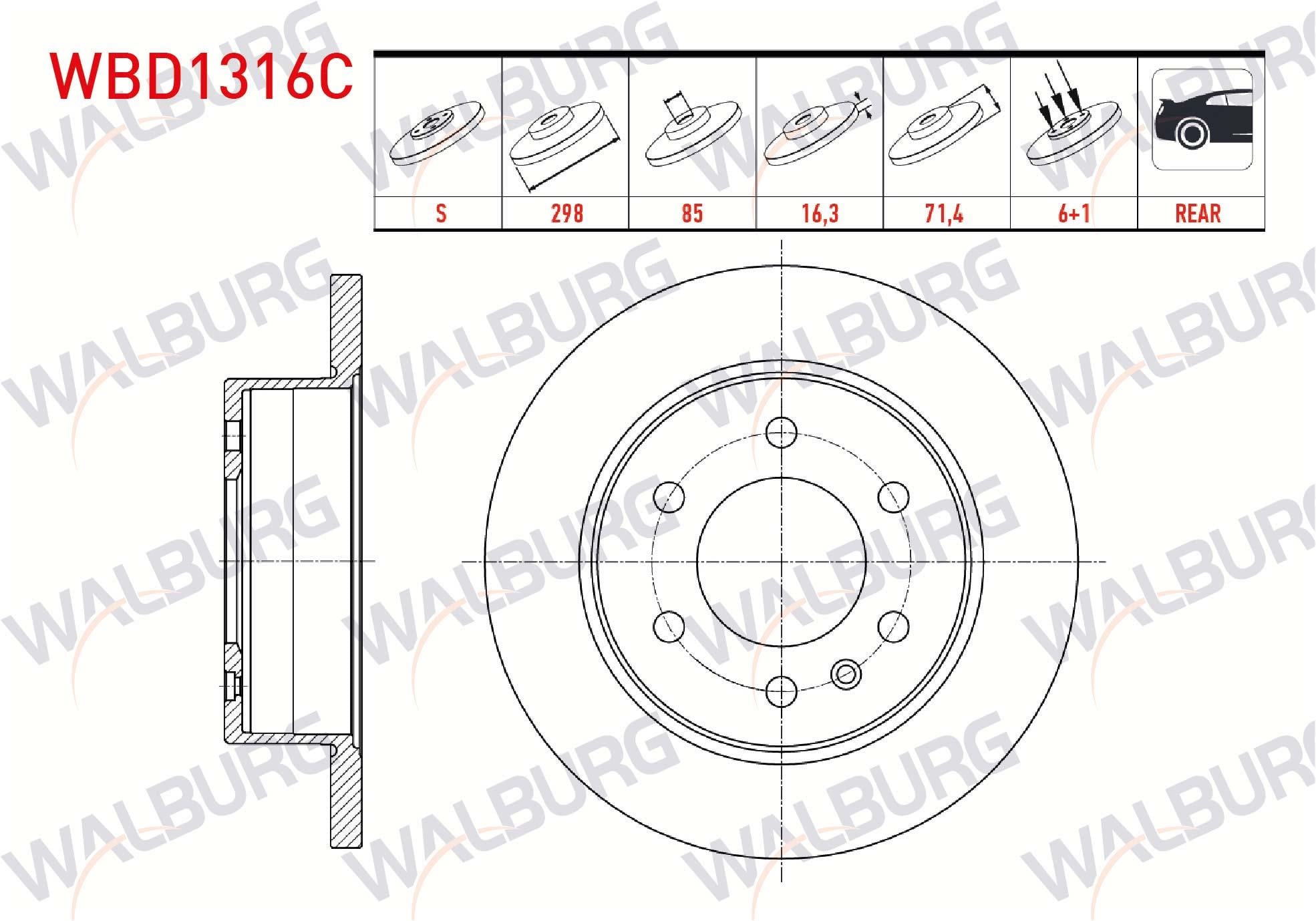 FREN DISKI ARKA DUZ KAPLAMALI MERCEDES SPRINTER 2T (901,902) 208 D 3.5q 6 BIJON 298X16,3X85X71,4 1995-2006