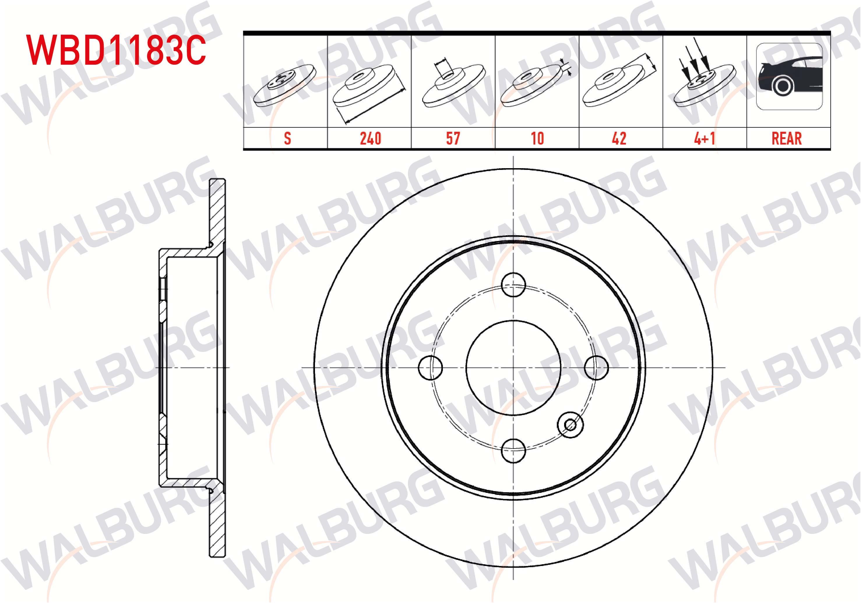 FREN DISKI ARKA DUZ KAPLAMALI OPEL ASTRA H 1.9 CDTI 4 BIJON 240X10X57X42 2004-2010