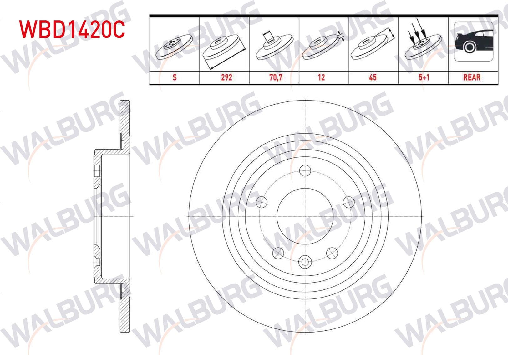 FREN DISKI ARKA DUZ KAPLAMALI OPEL ASTRA J 1.4i 5 BIJON 16 JANT 292X12X70,7X45 2009-2016