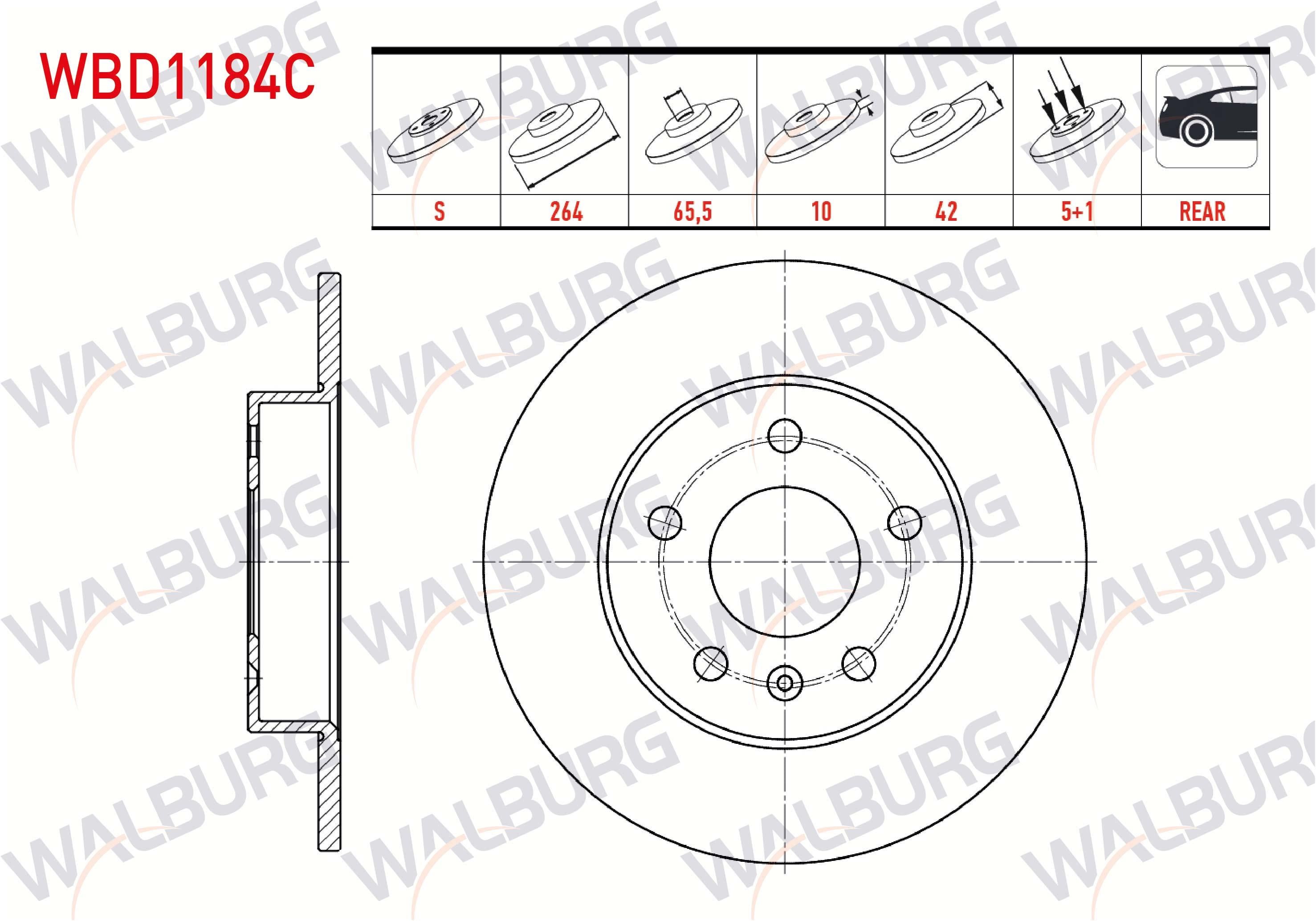 FREN DISKI ARKA DUZ KAPLAMALI OPEL ZAFIRA B 1.8 5 BIJON 264X10X65,5X42 2005-2011