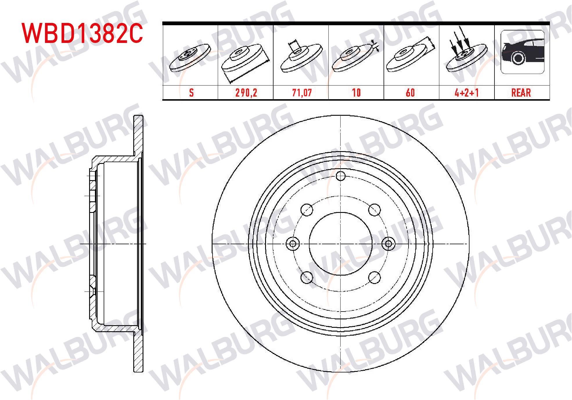 FREN DISKI ARKA DUZ KAPLAMALI PEUGEOT 406 (8B) 3.0 V6 4 BIJON 290,20X10X71,07X60 1995-2004