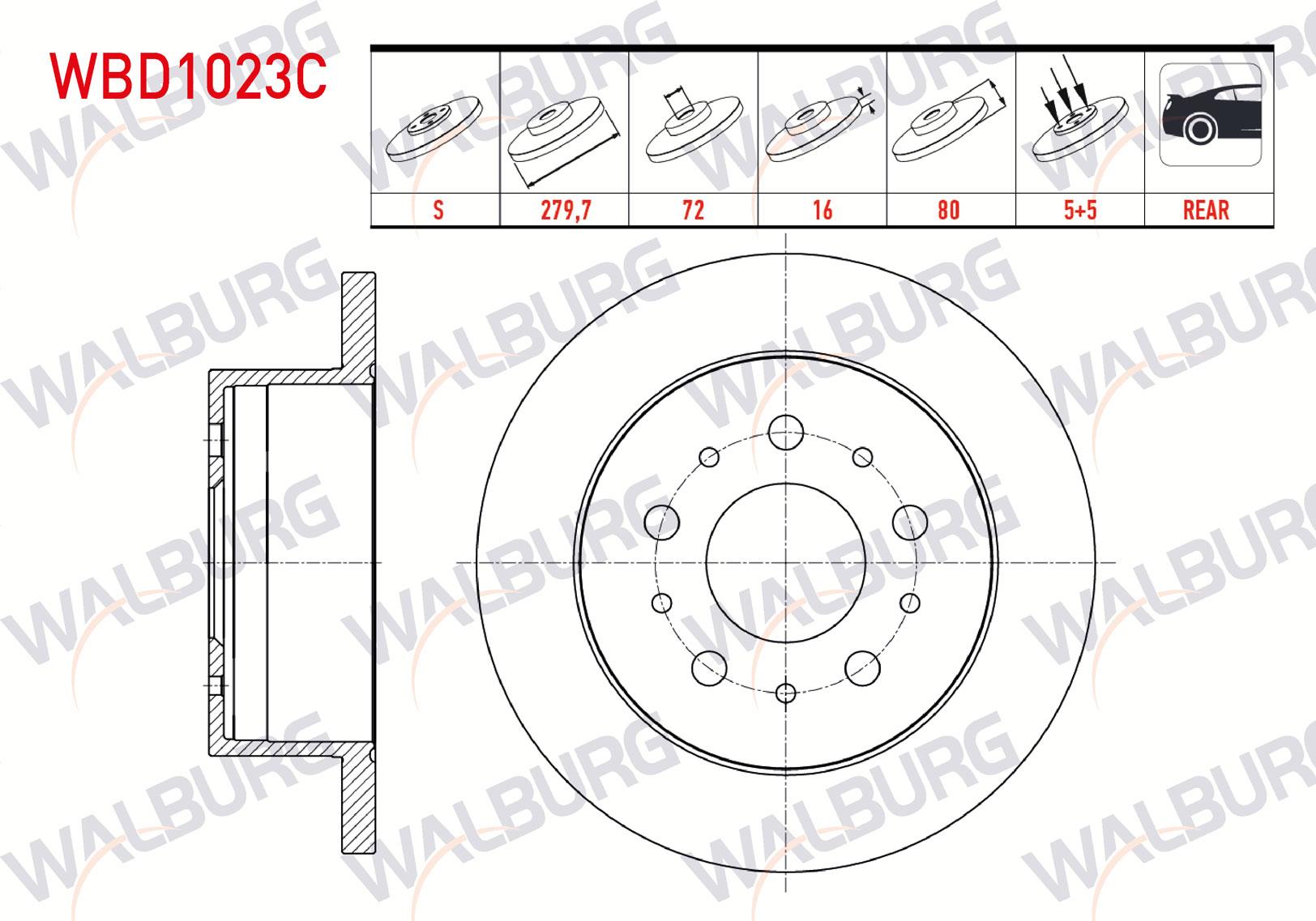 FREN DISKI ARKA DUZ KAPLAMALI PEUGEOT BOXER III 2.2 HDI 1.4q 15 JANT5 BIJON 279,7X16X72X80 2006-2014
