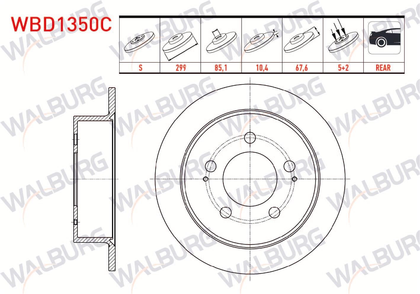 FREN DISKI ARKA DUZ KAPLAMALI SSANGYONG ACTYON I 2.0 XDI 299X10,4X85,1X67,6 5 BIJON 2005-2012
