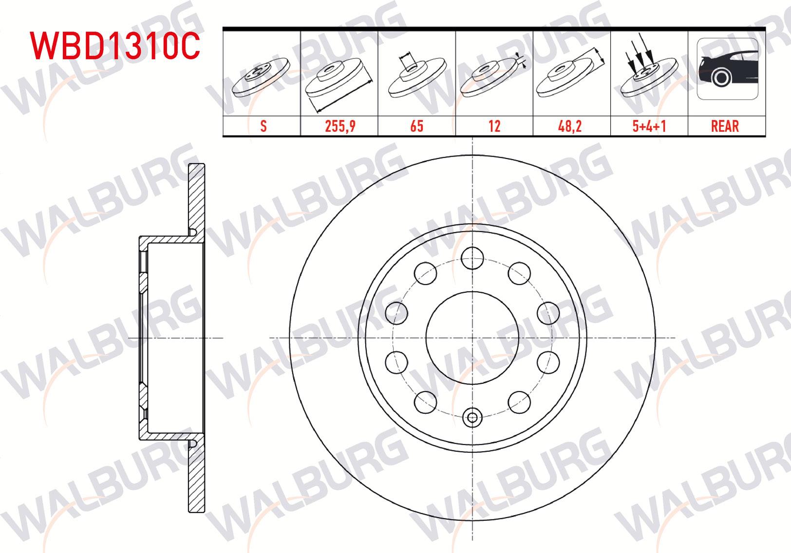 FREN DISKI ARKA DUZ KAPLAMALI VOLKSWAGEN TOURAN (1T1,1T2) 1.4 TSI 5 BIJON 255,9X12X65X48,2 2003-2010