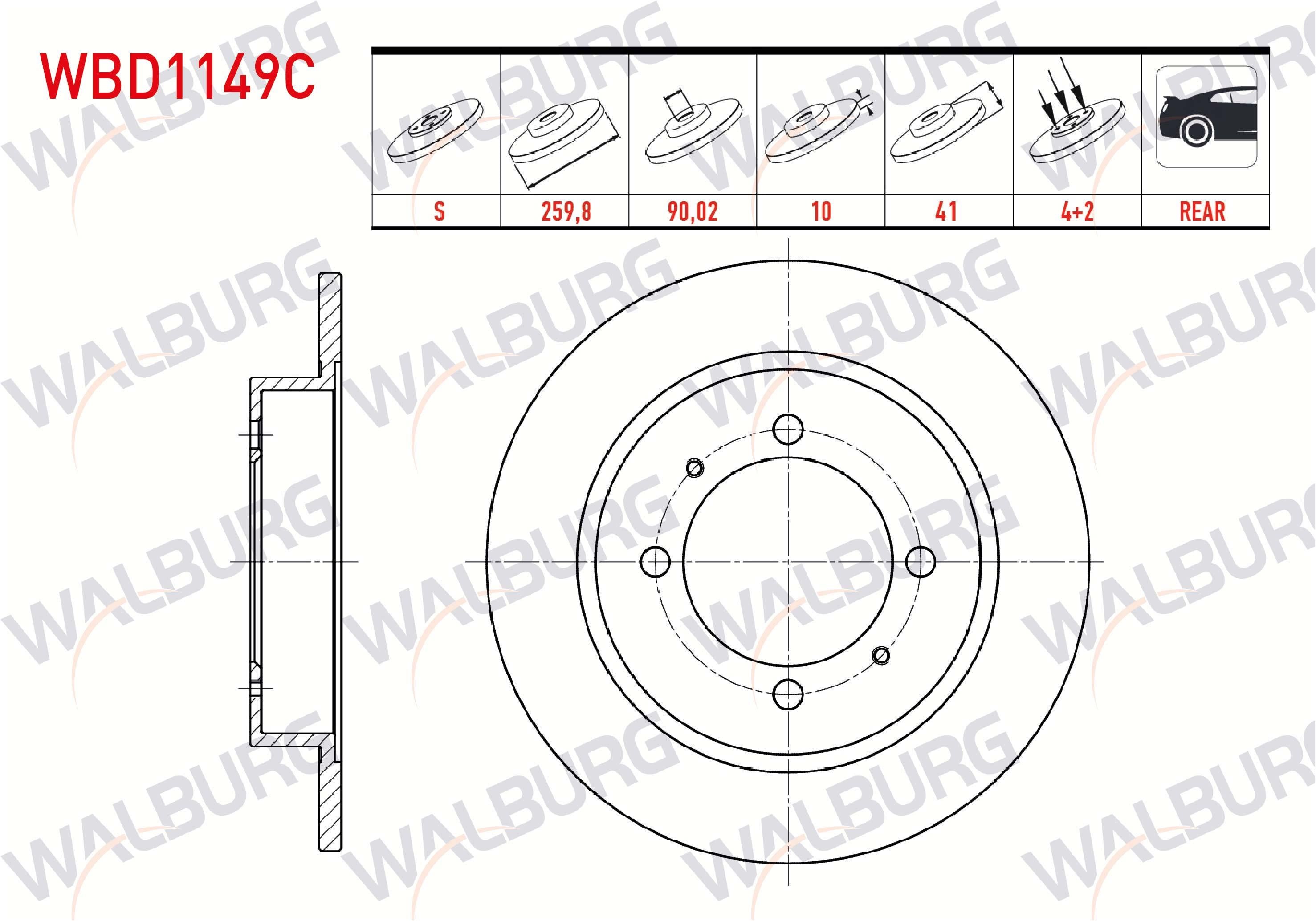 FREN DISKI ARKA DUZ KAPLAMALI VOLVO V40 (645) 1.6 4 BIJON 259,8X10X90X41 1995-2004