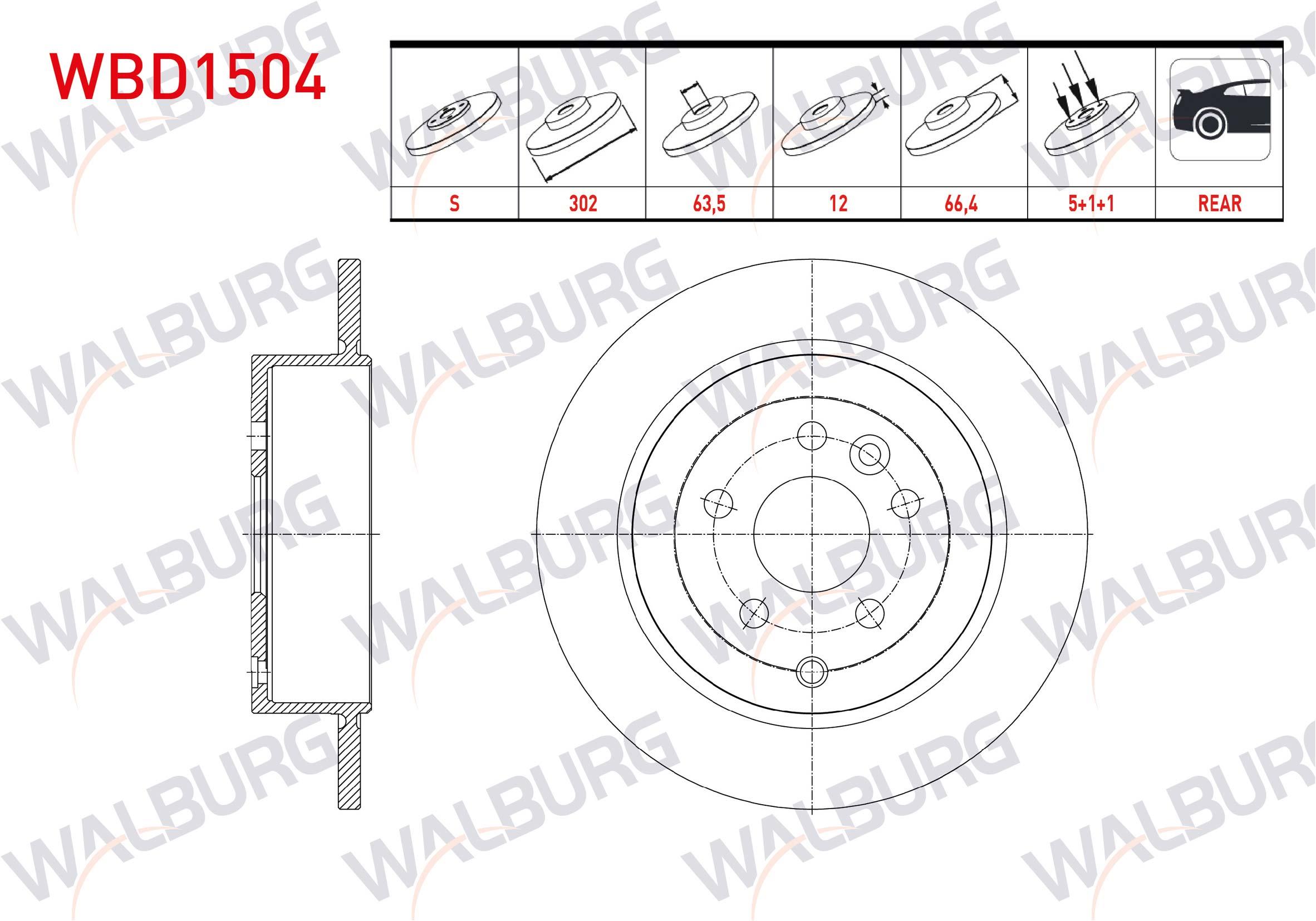 FREN DISKI ARKA DUZ LAND ROVER FREELANDER II (FA) 2.2 TD4 5 BIJON 302X12X63,5X66,4 2006-2014