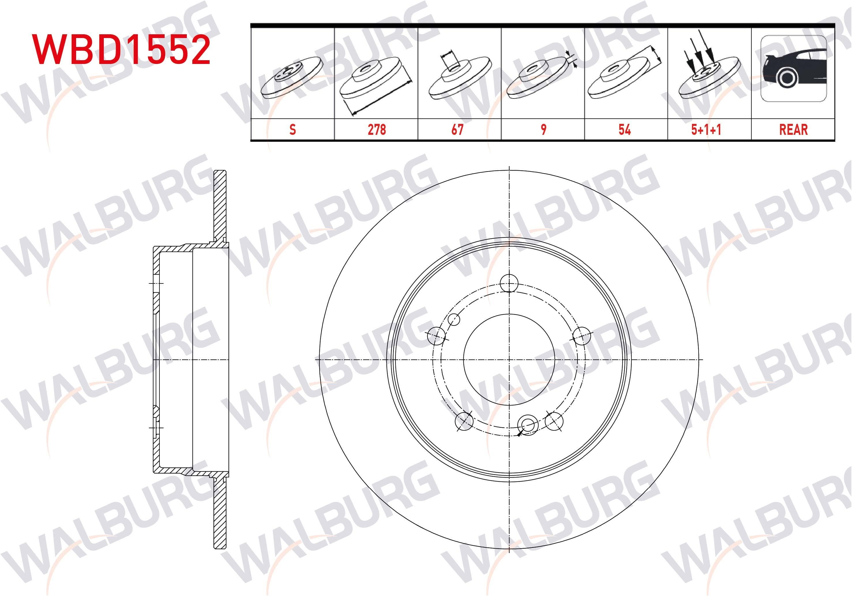FREN DISKI ARKA DUZ MERCEDES C SERISI (W203) C 200 CDI 5 BIJON 278X9X67X54 2000-2006