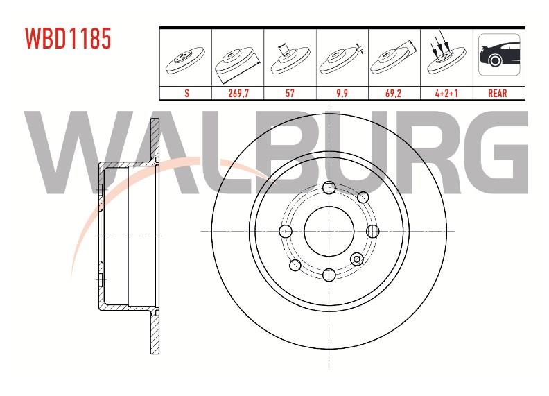 FREN DISKI ARKA DUZ OPEL VECTRA B 1.6i 4 BIJON 269,7X9,9X57X69,2 1995-2003 569117 90512909