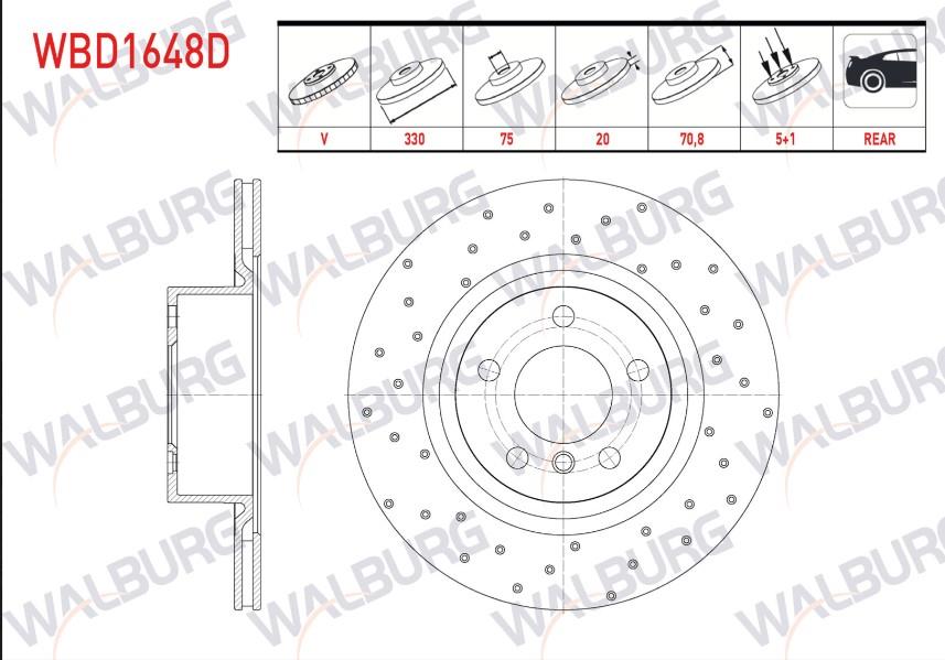 FREN DISKI ARKA HAVALI 5 BJN 330X20X75X70,8 BMW X3 (F25) 2010-2017 / X4 (F26) 2014-2018