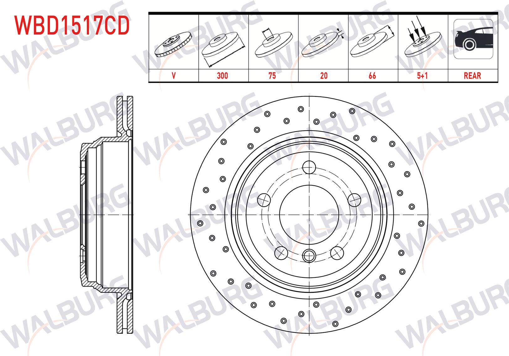 FREN DISKI ARKA HAVALI KAPLAMALI PERFORMANS DELIKLI BMW 3 SERISI (F30) 320 D xDrive 5 BIJON 300X20X75X66 2011-