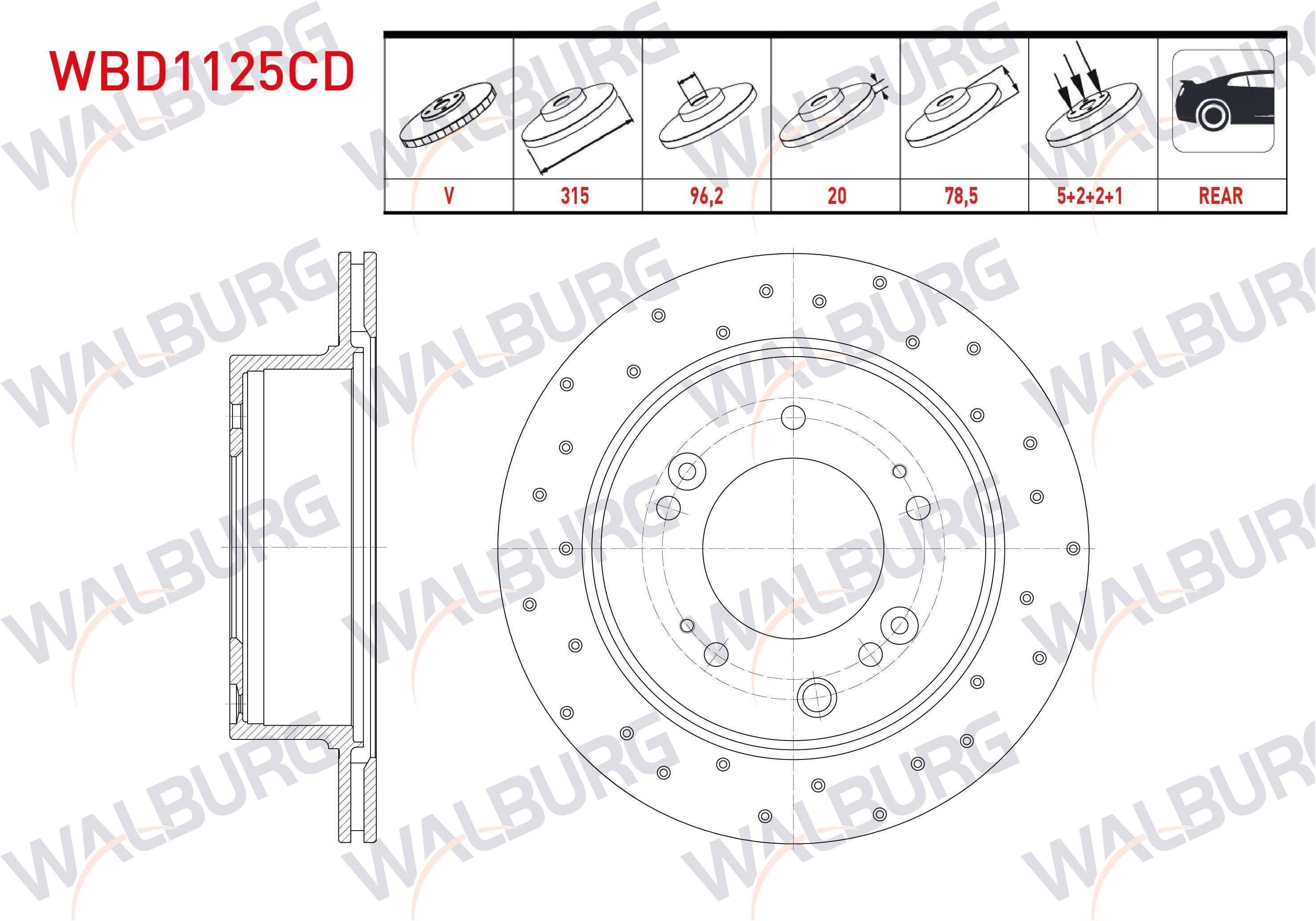 FREN DISKI ARKA HAVALI KAPLAMALI PERFORMANS DELIKLI 5 BJN 315X20X96,2X78,5 KIA SORENTO I (JC) 2.5 CRDI 2002-2009