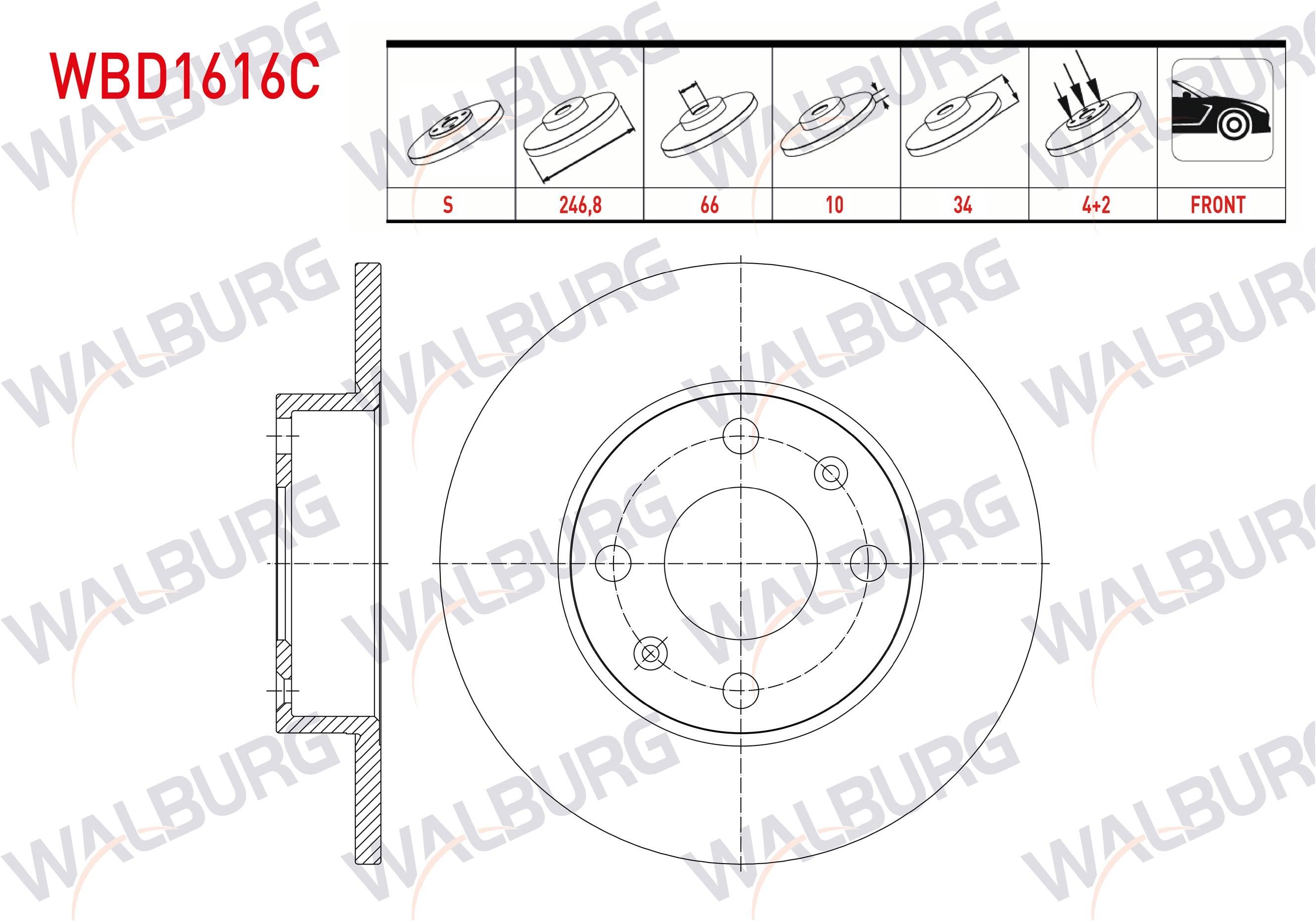 FREN DISKI ON DUZ KAPLAMALI 4 BJN 246,8X10X66X34 CITROEN SAXO / ZX / C15 / PEUGEOT 306 / 106 / 205 / 309 / 405