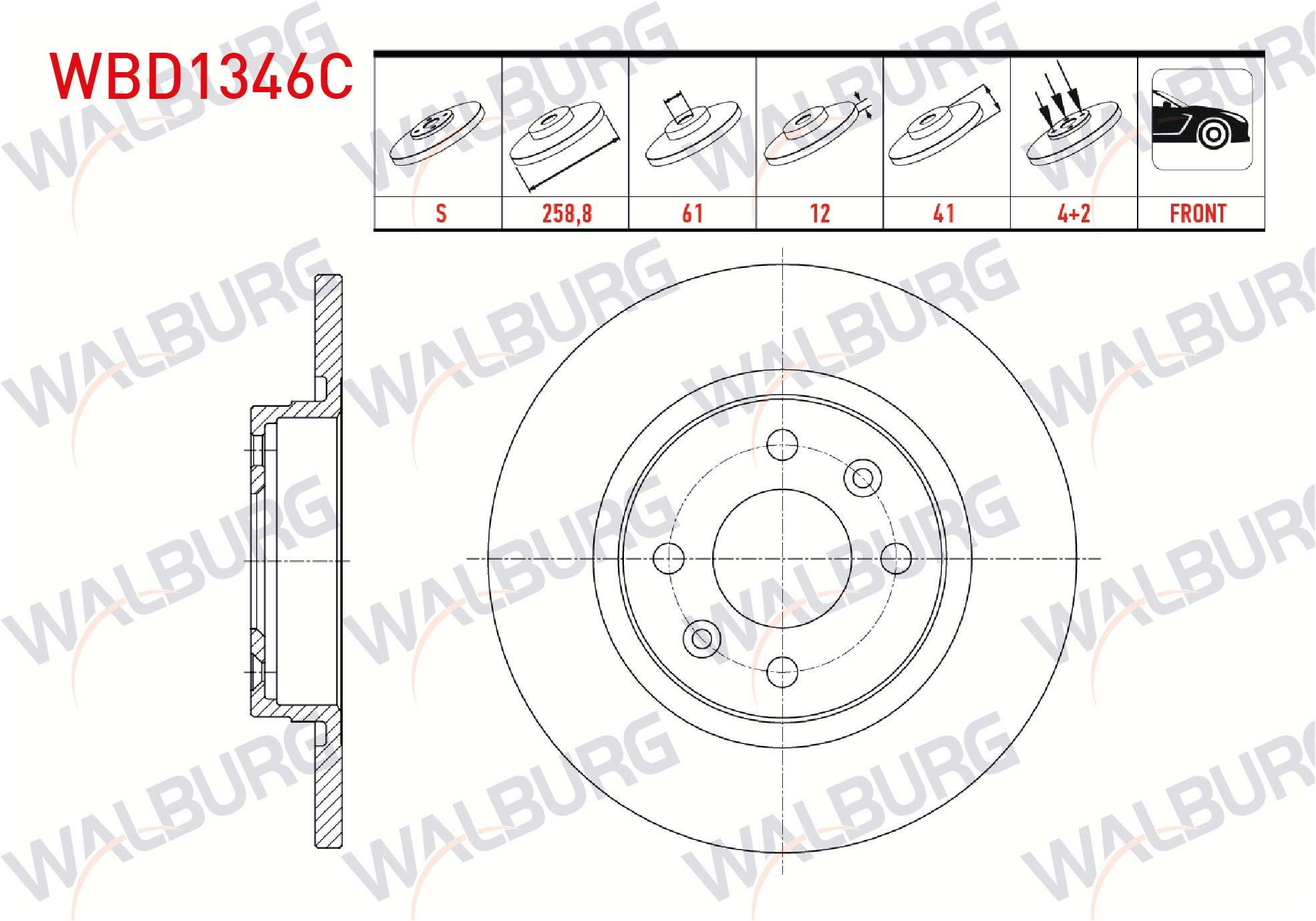 FREN DISKI ON DUZ KAPLAMALI 4 BJN 258,8X12X61X41 DACIA LOGAN (LS) 1.5 DCI 2004-2012 / LOGAN MCV (KS) 1.5 DCI 2007-2013 / SANDERO 1.4i -1.6i -1.5 DCI 2008-2013 / LOGAN MCV 1.2 16v 2007-2013