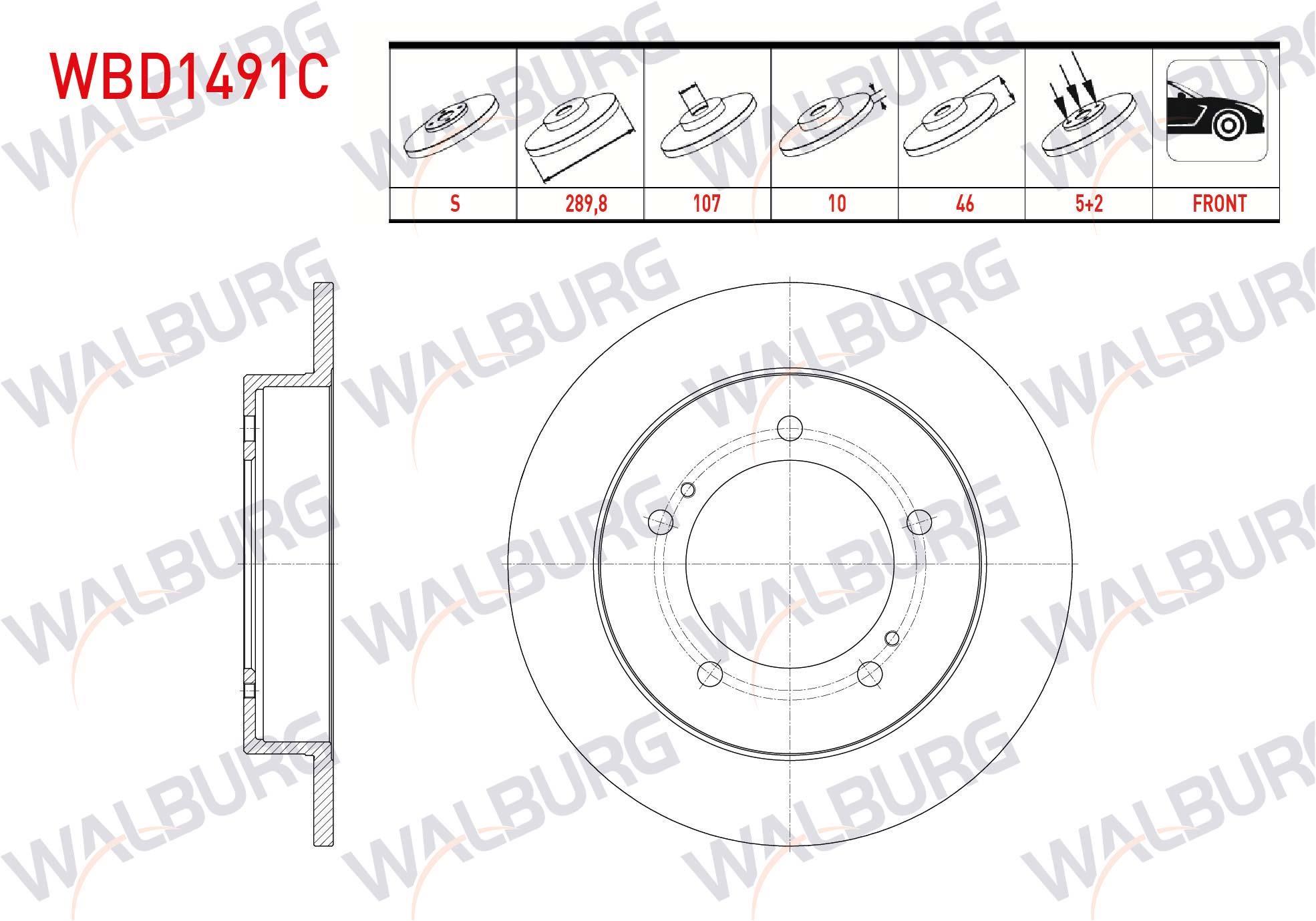 FREN DISKI ON DUZ KAPLAMALI 5 BJN 289,8X10X107X46 SUZUKI VITARA (ET,TA) 1.6i 16v 1988-1999