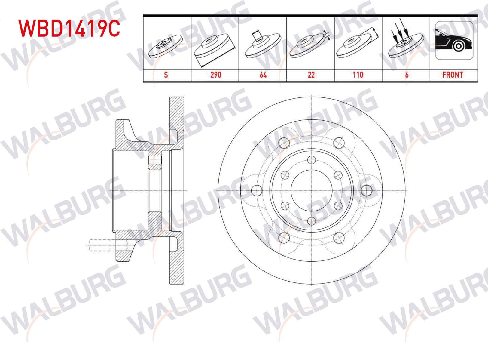 FREN DISKI ON DUZ KAPLAMALI IVECO DAILY III (35 C15) 2.8 D 6 BIJON 290X22X64X110 1999-2006