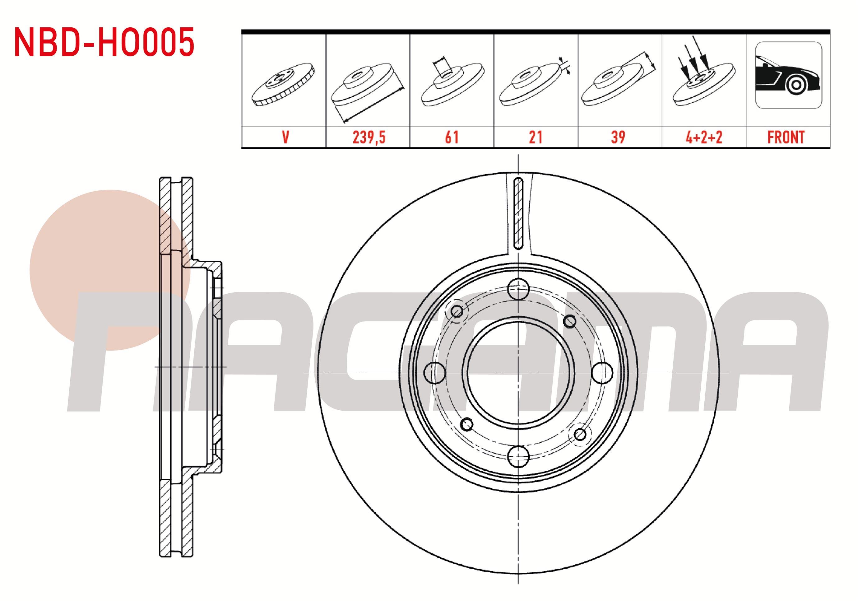FREN DISKI ON HAVALI 4 BJN 240X21X61X39 HONDA JAZZ II (GD) 1.4i 2002-2004