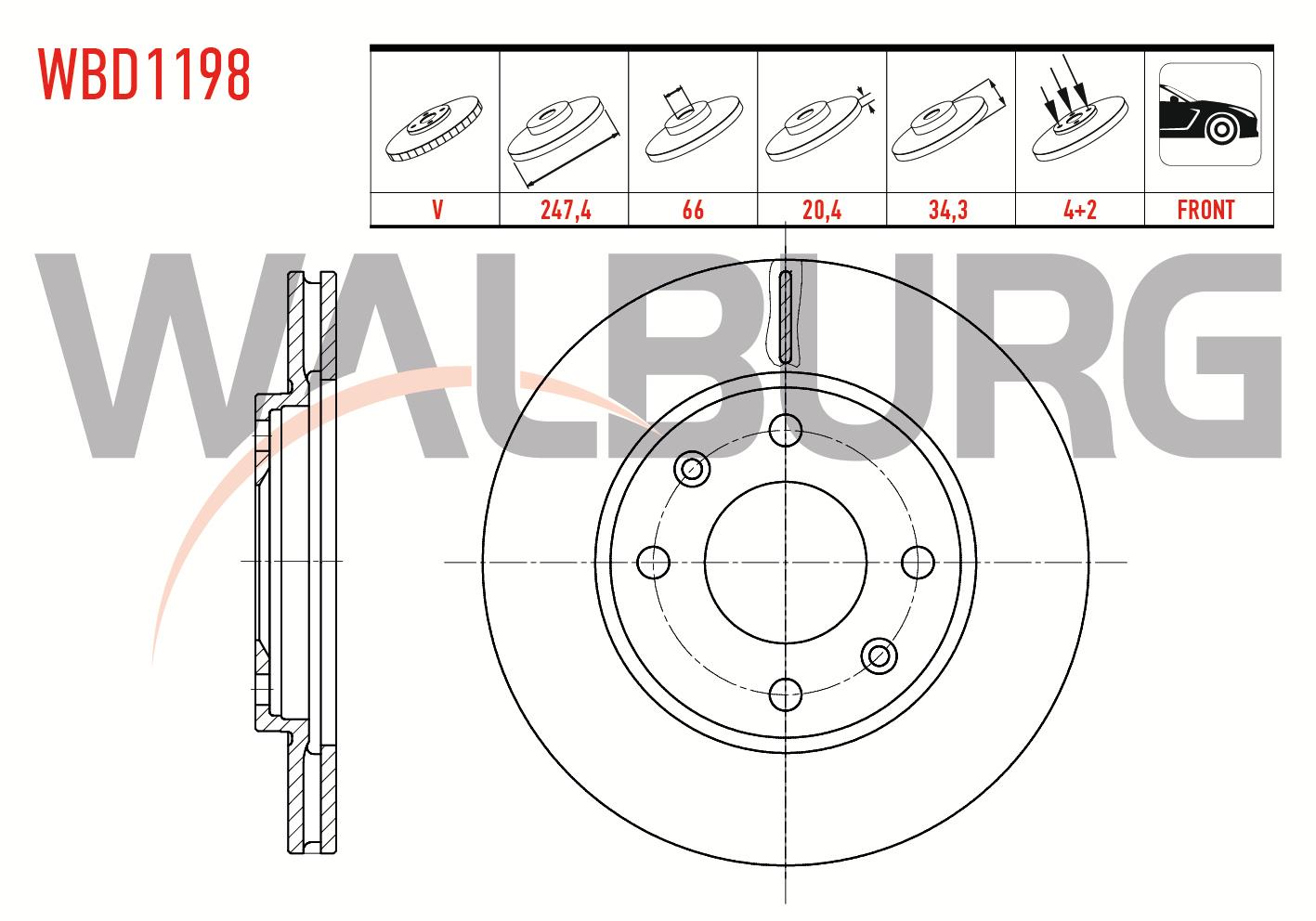 FREN DISKI ON HAVALI 4 BJN 247X20,4X66X34,3 206 1.4 HDI - 1.4i 16v - 1.6i 16v 1998-2006/XSARA 1.6 - 1.8 1997-2005/306 1.6i - 1.8i 1993-2002/SAXO 1.5 D - 1.6 1996-2004/106 II 1.6i 1996-2002