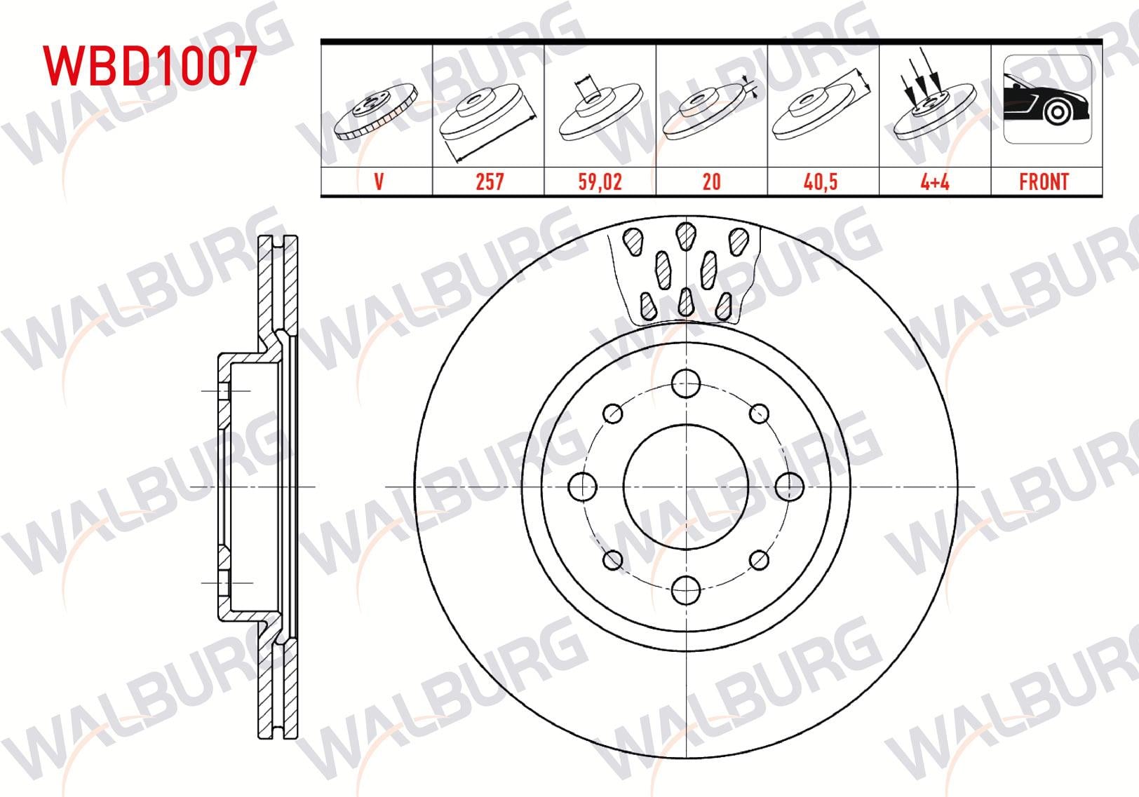 FREN DISKI ON HAVALI 4 BJN 257X20X59,02X40,5 FIAT ALBEA 1.3 MJT-1.6 2003-2007/LINEA 1.3 MJT-1.6 MJT 2007-/DOBLO 1.6 2001-2010/PUNTO 1.3 MJT 2012-