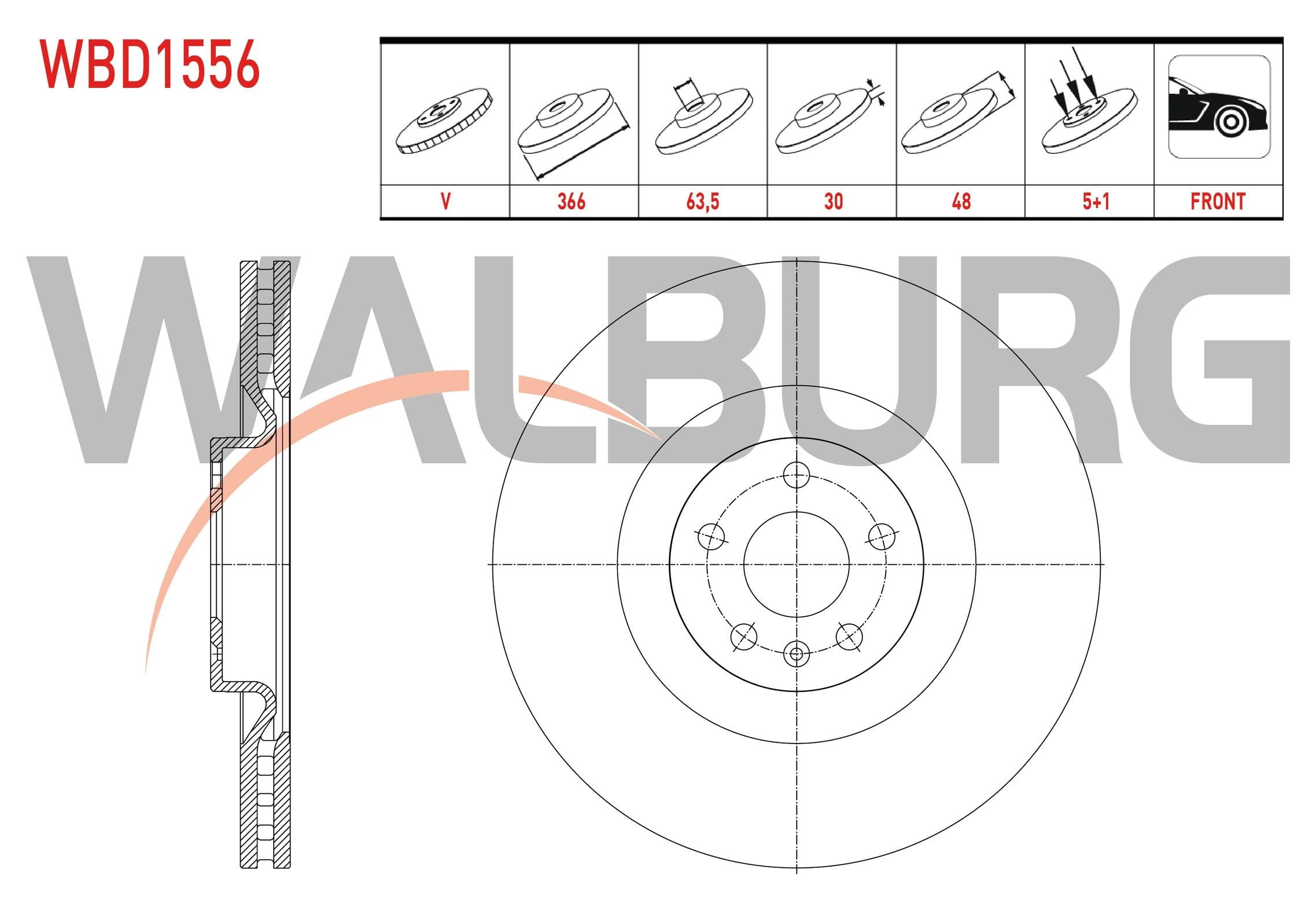 FREN DISKI ON HAVALI 5 BJN 19 JANT 366X30X63,5X48 VOLVO XC60 D3 - D4 - D5 - 2.4 D 2008-