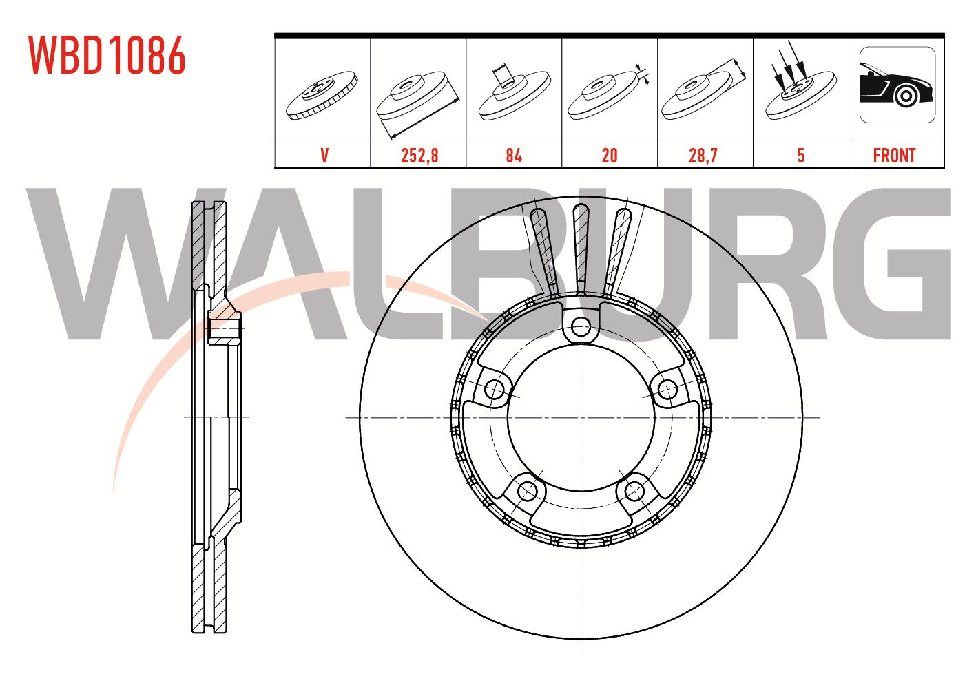 FREN DISKI ON HAVALI 5 BJN 252,8X20X84X28,7 HYUNDAI H100 2.5 D 1993-2004