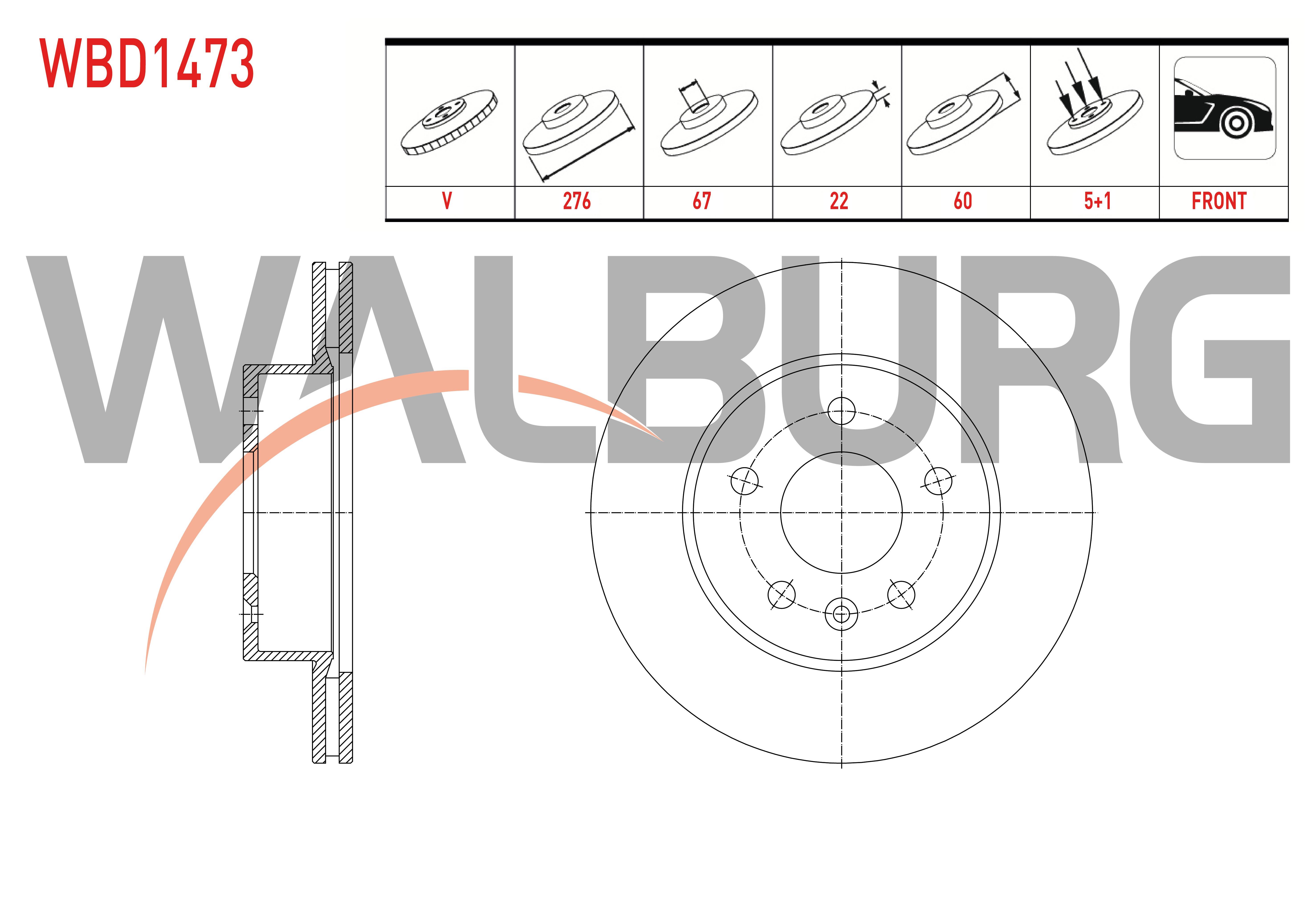 FREN DISKI ON HAVALI 5 BJN 276X22X67X60MERCEDES VITO (638) 108 CDI - 110 CDI - 112 CDI 1997-2003