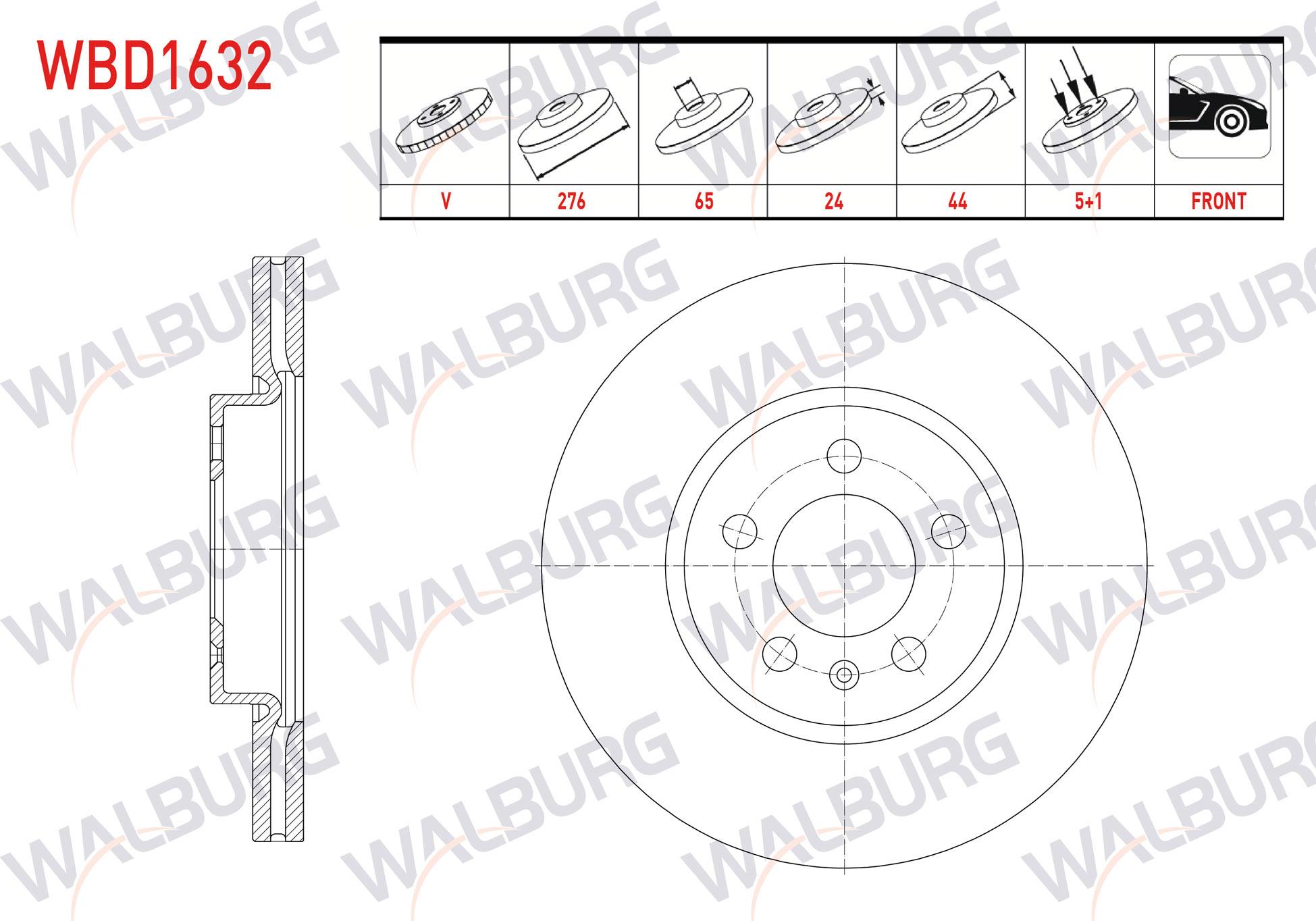 FREN DISKI ON HAVALI 5 BJN 276X24X65X44 SKODA KAMIQ 2019- / SCALA 2019- / VW POLO VI 2017- / T-CROSS 2018- / SEAT ARONA 2017- / IBIZA V 2017- / AUDI A1 SPORTBACK 2018-