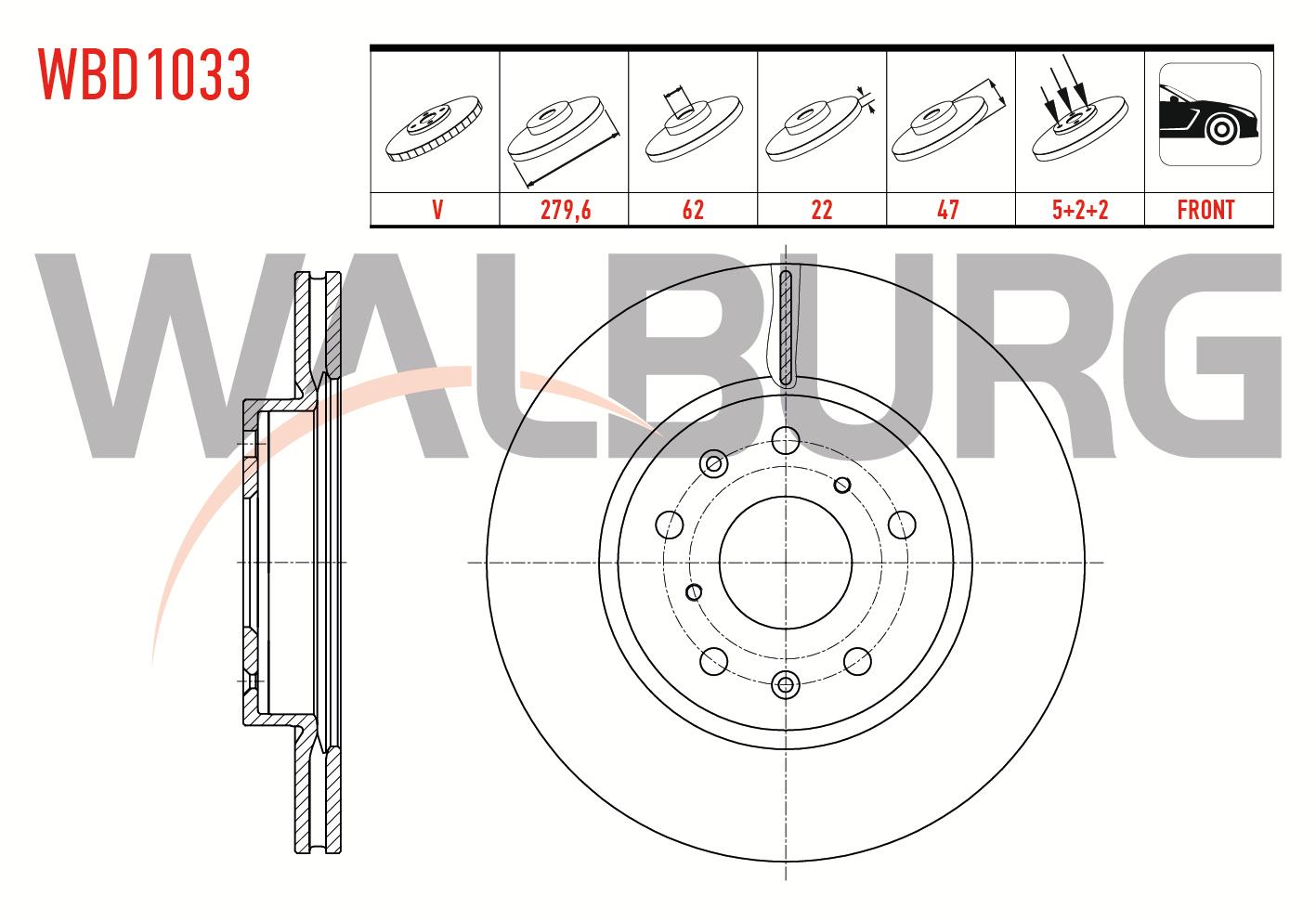 FREN DISKI ON HAVALI 5 BJN 279,6X22X62X47 SUZUKI SX4 1.6 2006-2013 / SX4 1.5 VVT-I 5 2006-2013 / FIAT SEDICI 1.6 16v 2006-