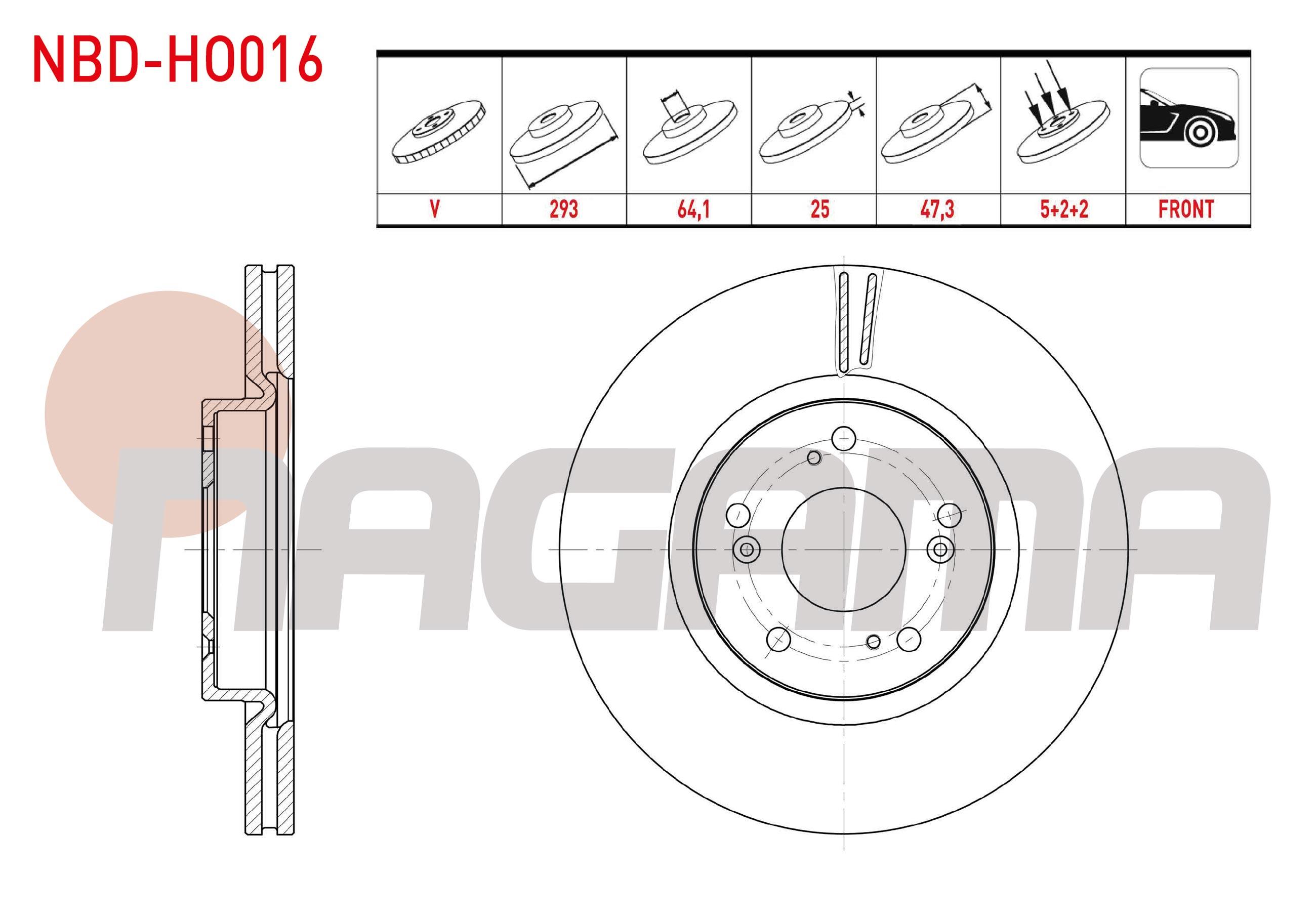 FREN DISKI ON HAVALI 5 BJN 293X25X64X47,1 HONDA CIVIC IX 1.6 I-DTEC 16 JANT 2012-2016