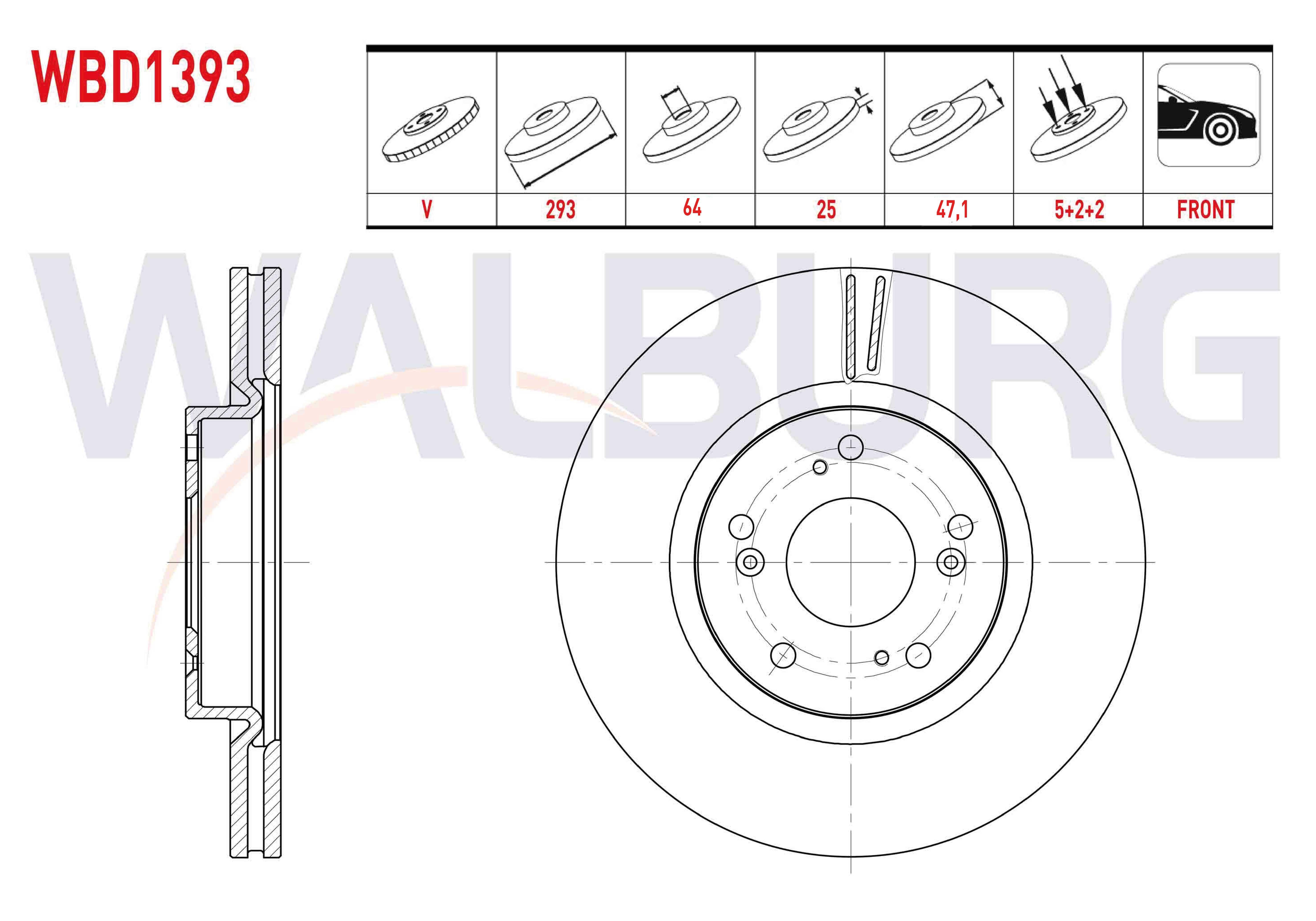 FREN DISKI ON HAVALI 5 BJN 293X25X64X47,1 HONDA CIVIC IX 1.6 I-DTEC 16 JANT 2012-2016