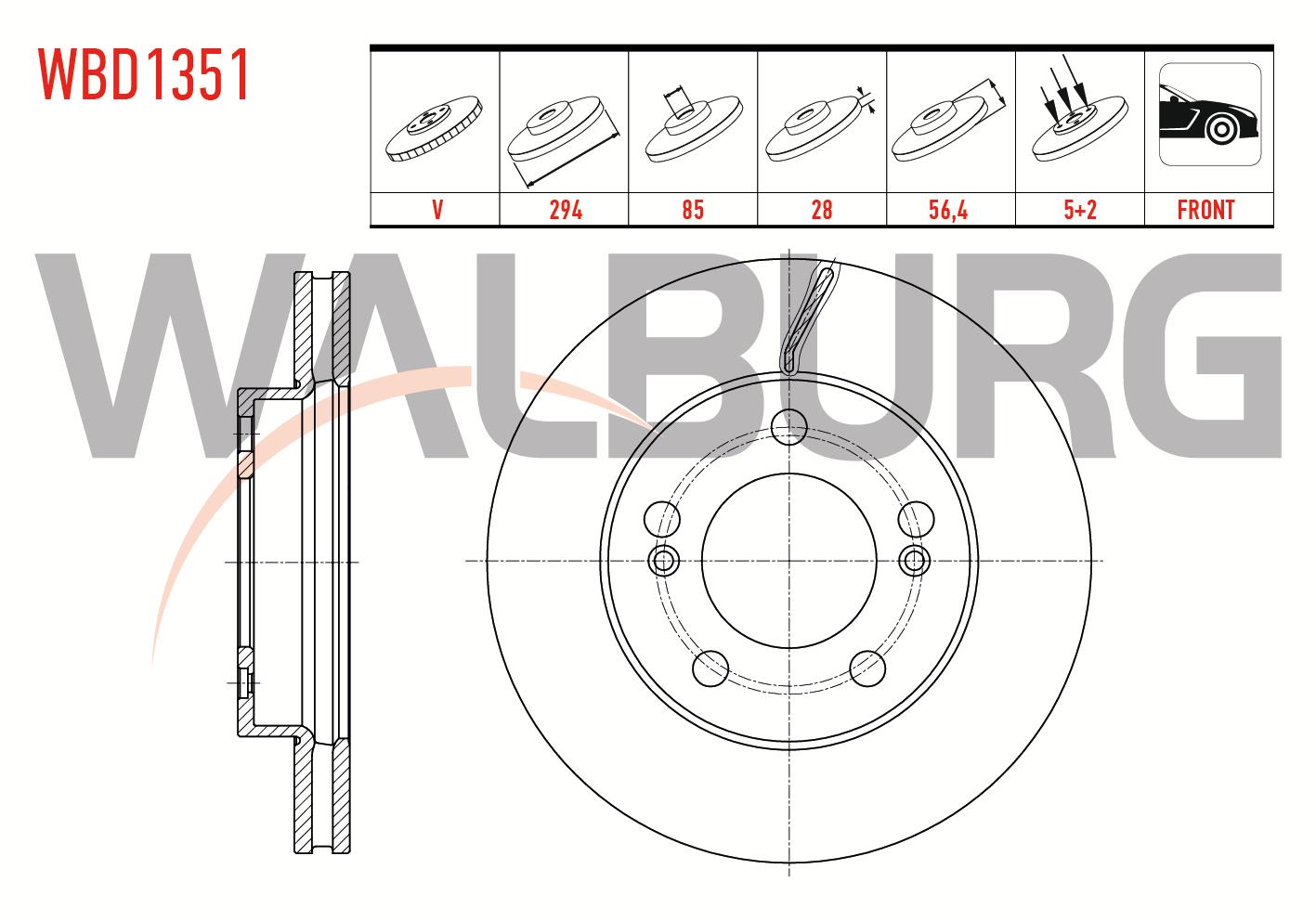 FREN DISKI ON HAVALI 5 BJN 294X28X85X56,4 SSANGYONG KYRON 2.0 XDI 4X4 2005-2011