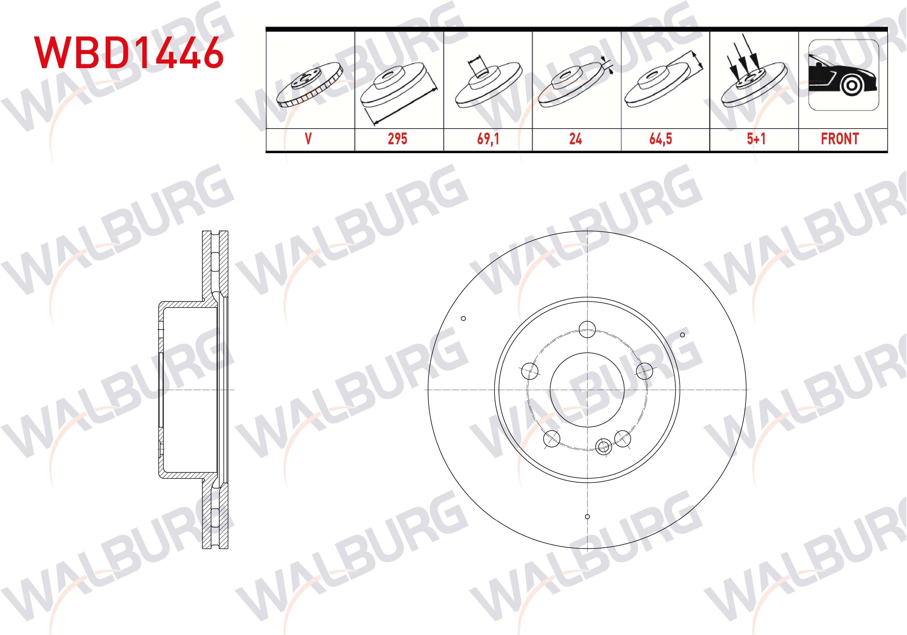 FREN DISKI ON HAVALI 5 BJN 295X24X69,1X64,5 MERCEDES C 200 d BlueTEC (W205) 2015-/ C 180 2014-/ C 200 BlueTEC 2014-