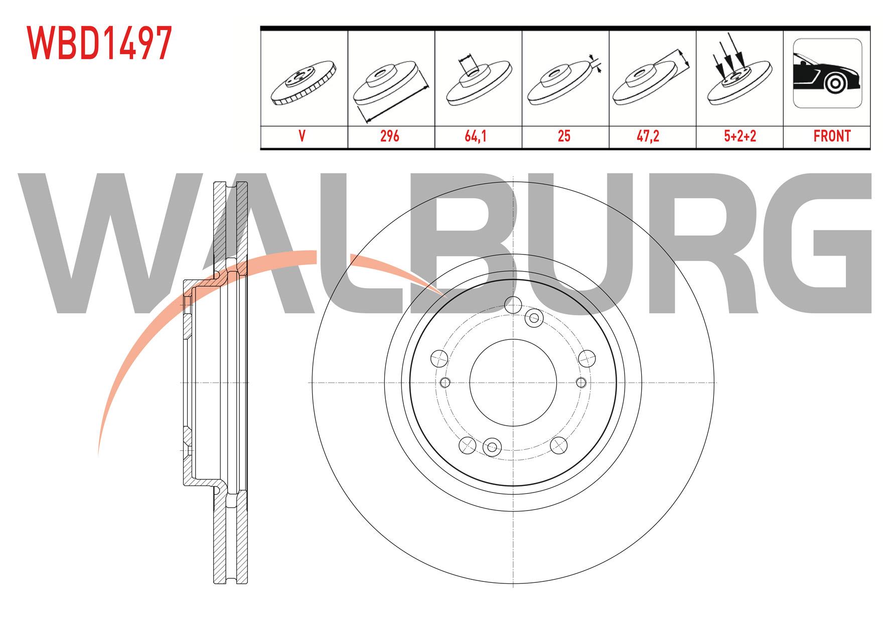 FREN DISKI ON HAVALI 5 BJN 296X25X64,1X47,2 HONDA ACCORD VIII (CU) 2.0 I-VTEC 2008-2015
