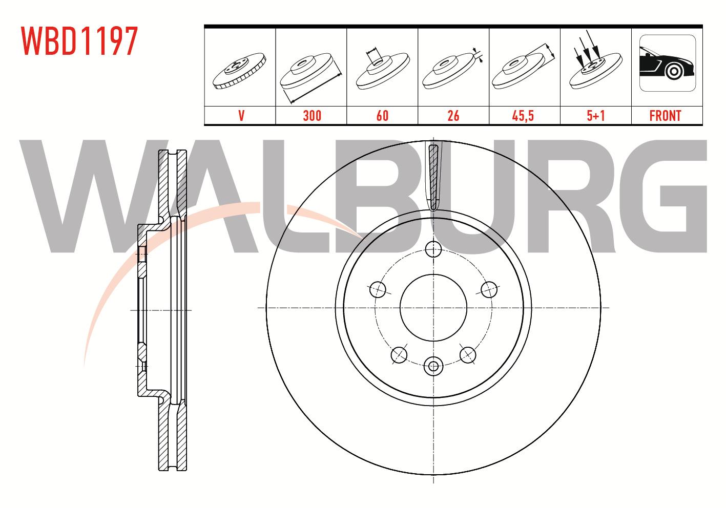 FREN DISKI ON HAVALI 5 BJN 300X26X60X45,5 OPEL MOKKA 1.6 CDTI - 1.6 CDTI - 1.6 - 1.4 - 2012- / CHEVROLET TRAX 1.4 - 1.6 2012-2014