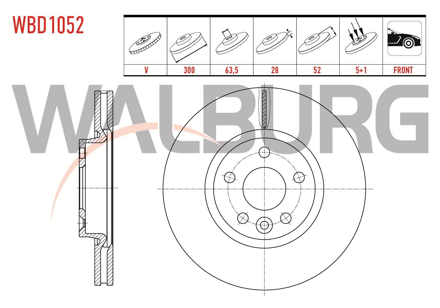 FREN DISKI ON HAVALI 5 BJN 300X28X63,5X52 FORD MONDEO IV 1.6 TI-VCT - 2.0 TDCI - 1.6 TDCI 07-14/S-MAX 2.0 TDCI 06-/VOLVO S60 T3 - T4 - D5 -T5 10-/S80 2.0 TDI 06-/XC70 D3 07-/LR FREELANDER 2.0 T 06-14