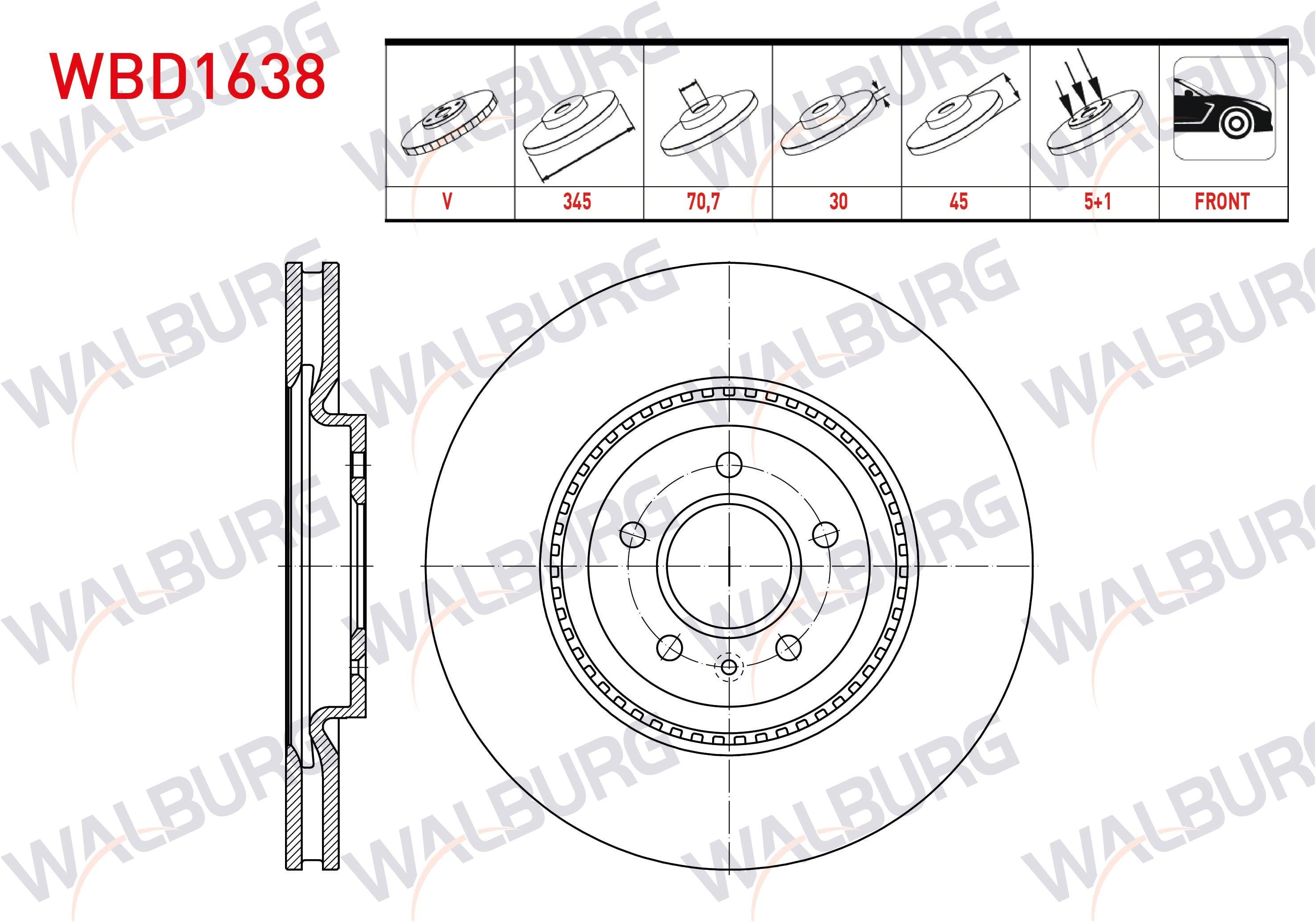 FREN DISKI ON HAVALI 5 BJN 345X30X70,7X45 OPEL INSIGNIA B (Z18) 18 JANT 2017-