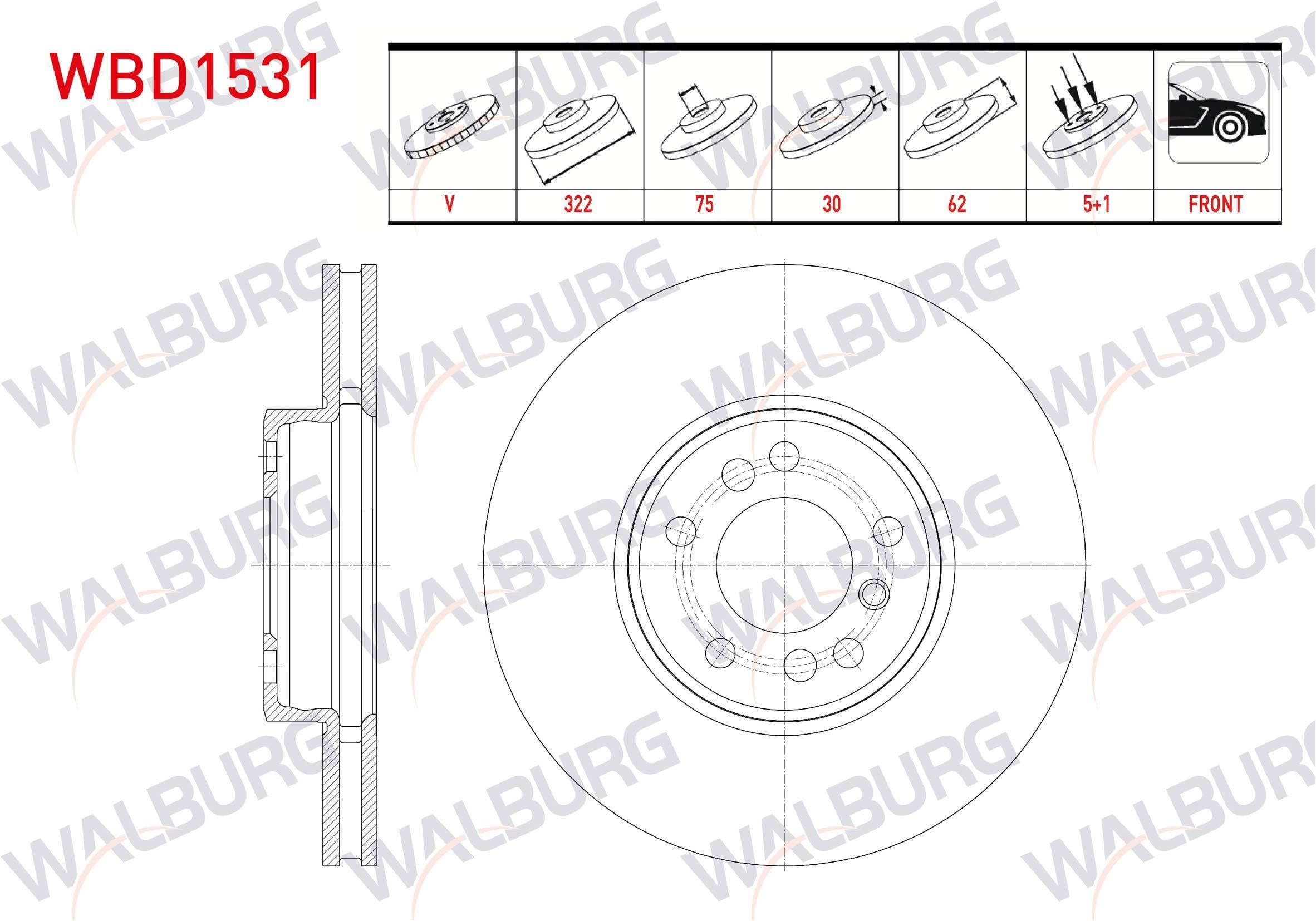 FREN DISKI ON HAVALI BMW X3 (E83) 3.0 D 5 BIJON 332X30X75X62 2004-2010