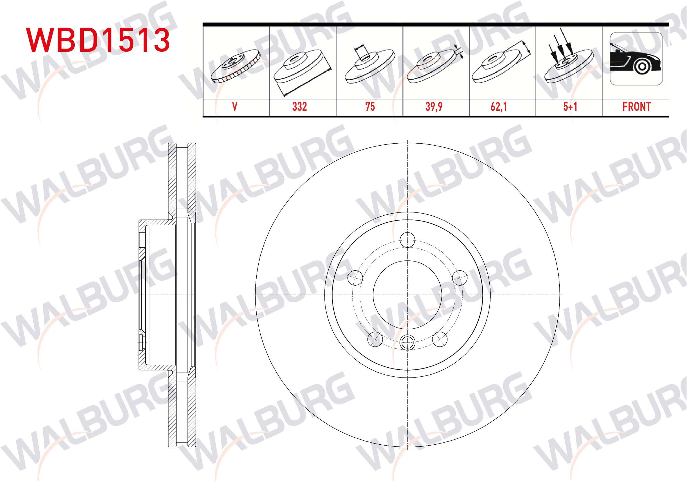 FREN DISKI ON HAVALI BMW X5 (E70) 3.0 D 5 BIJON 332X29,9X75X62,1 2007-2012