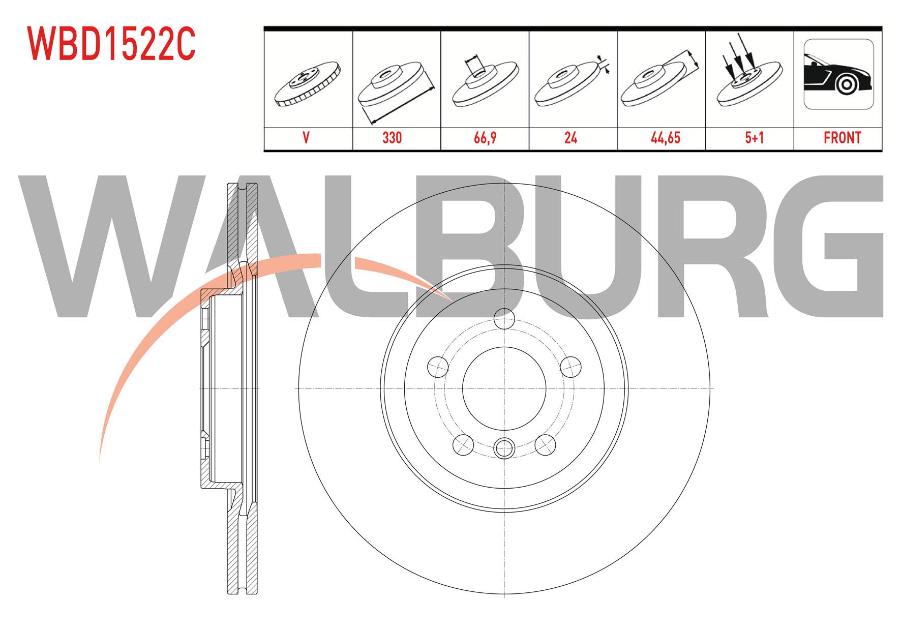 FREN DISKI ON HAVALI KAPLAMALI 5 BJN 330X24X66,9X45,4 BMW X1 (F48) 2.0 D - 2.0i 2014- / 2 SERISI (F45) 220 D 2014-