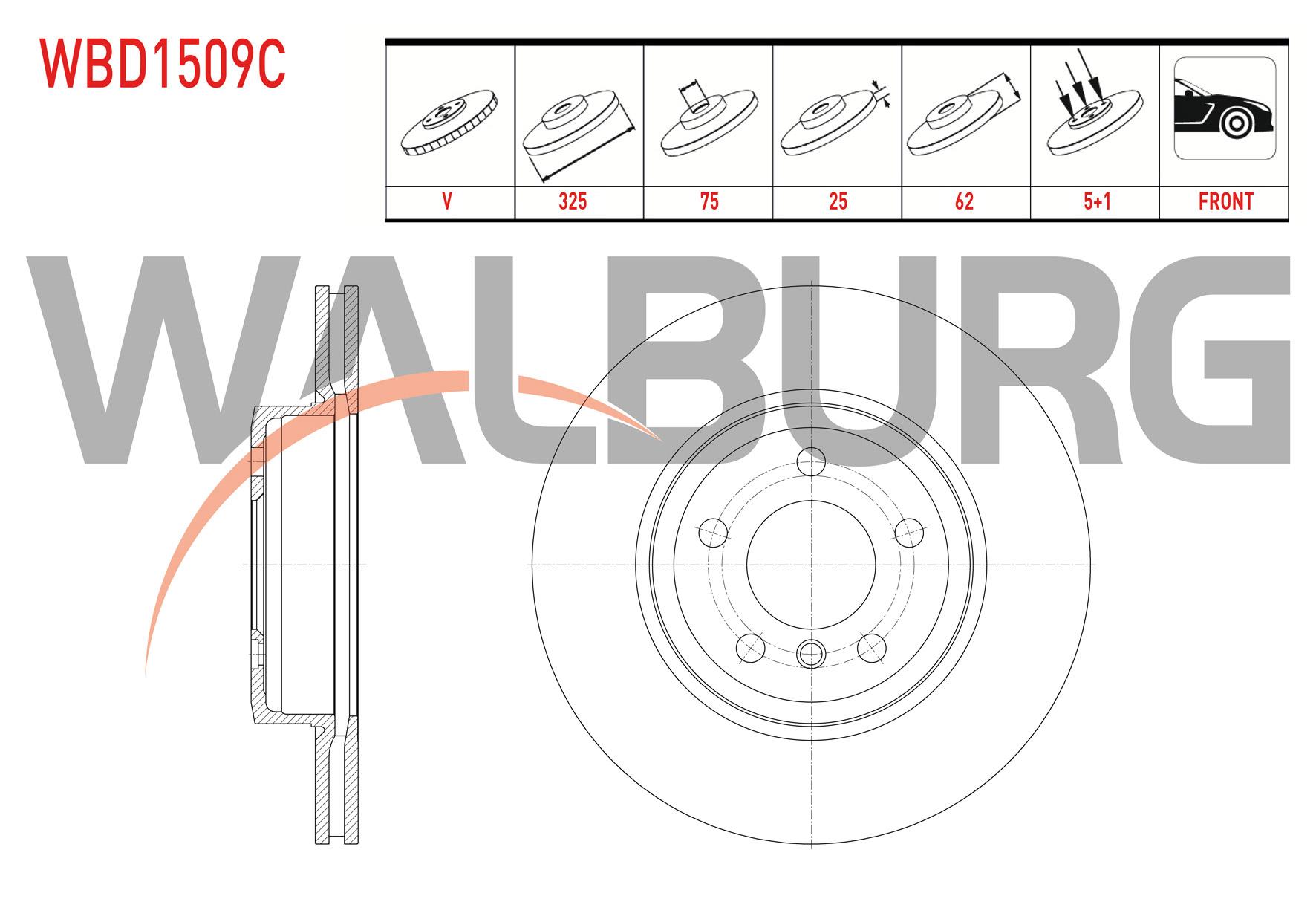FREN DISKI ON HAVALI KAPLAMALI BMW X3 (E83) 2.0 D 5 BIJON 325X25X75X62 2004-2010