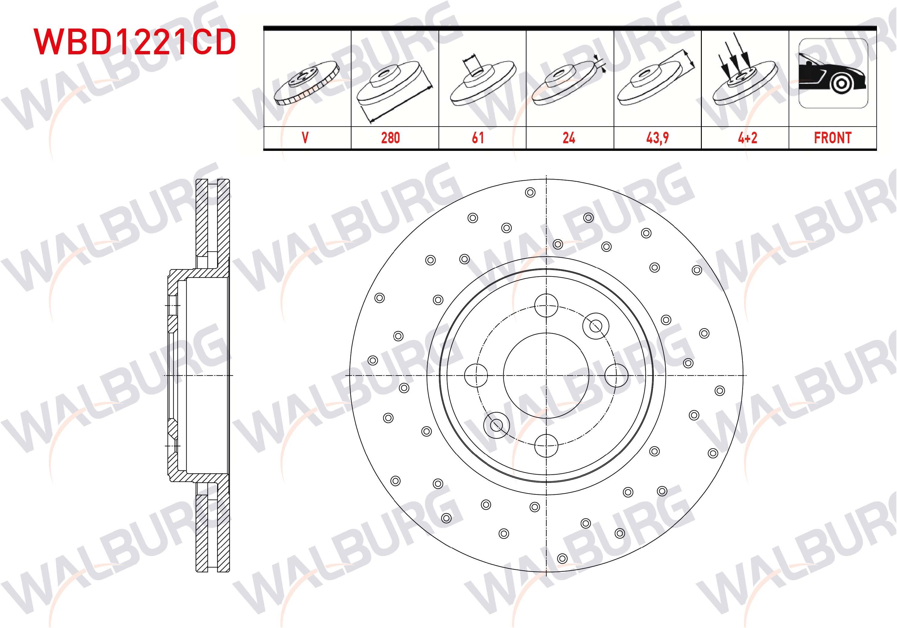 FREN DISKI ON HAVALI KAPLAMALI PERFORMANS DELIKLI 4 BJN 280X24X61X43,9 RENAULT GRAND SCENIC 1.5 DCI 2004-2009