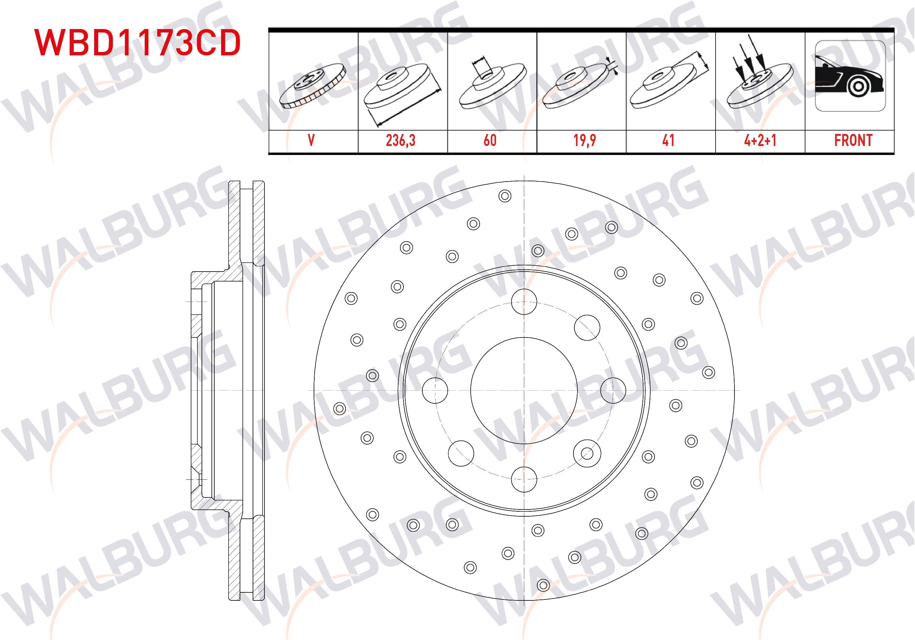 FREN DISKI ON HAVALI KAPLAMALI PERFORMANS DELIKLI 4 BJN 236,3X19,9X60X41 OPEL COMBO B 1.2 1994-2001