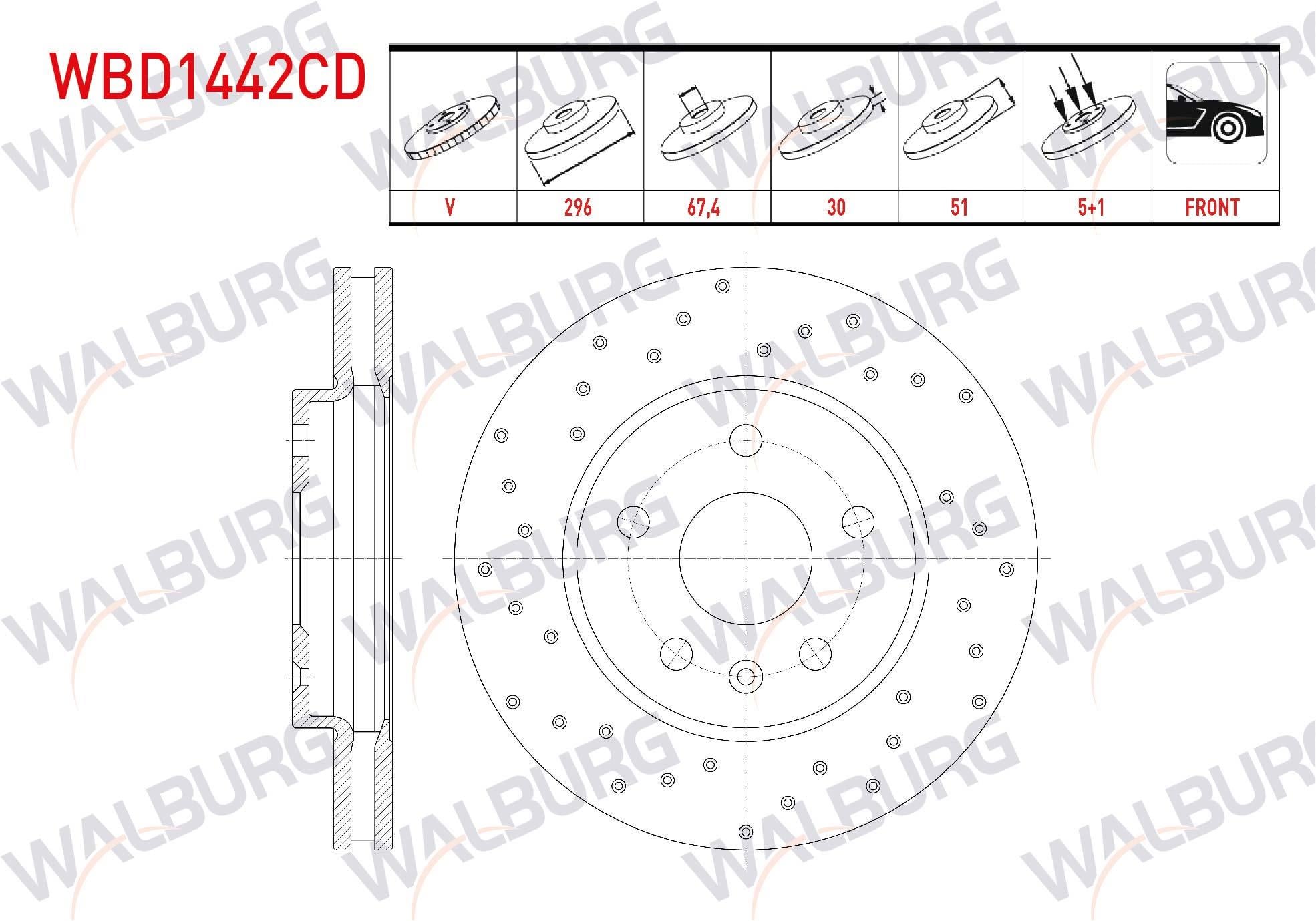 FREN DISKI ON HAVALI KAPLAMALI PERFORMANS DELIKLI 5 BJN 296X30X67,4X51 OPEL INSIGNIA A 1.6 CDTI - 2.0 CDTI - 1.4T - 1.6T 16 JANT 2008-