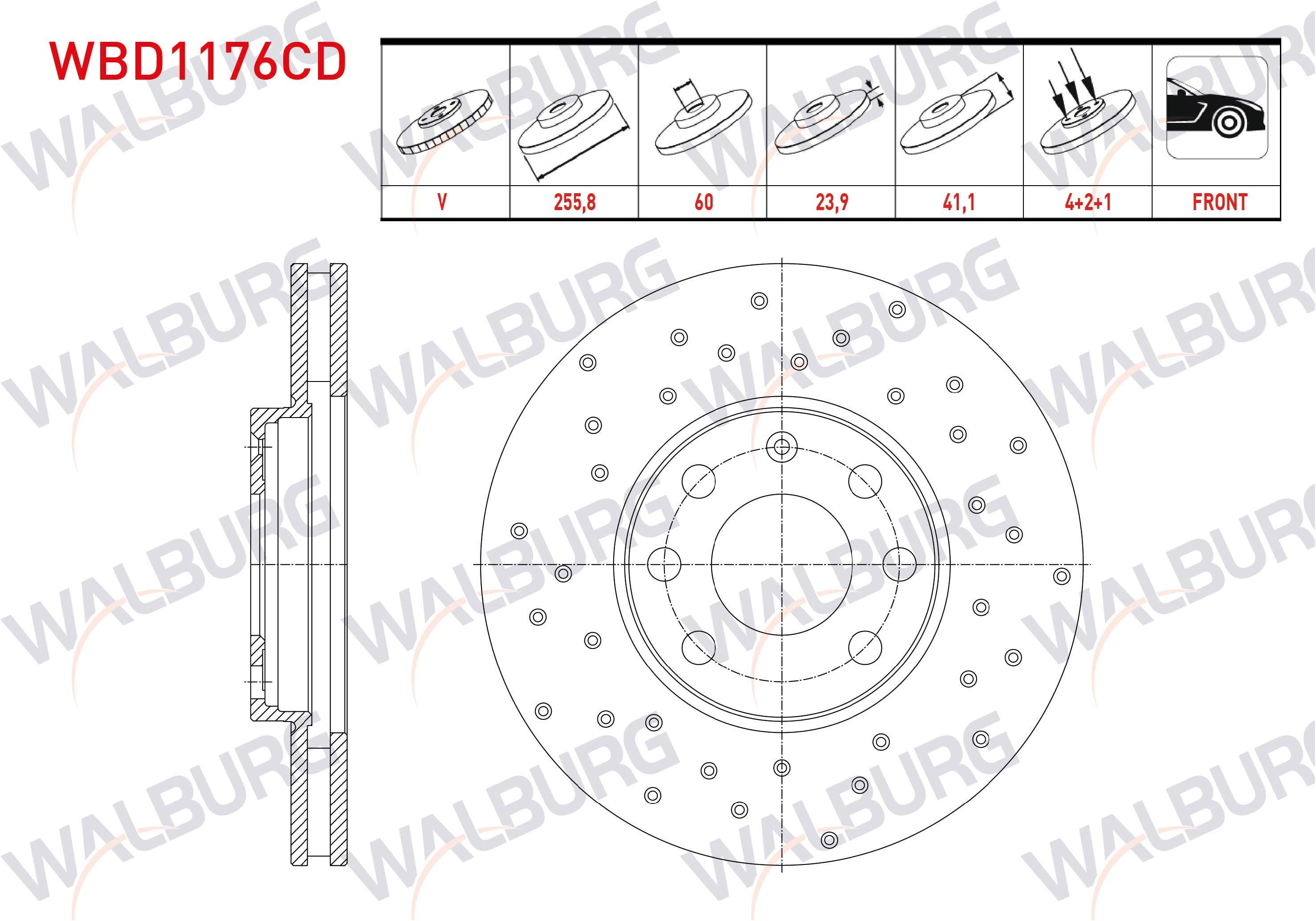 FREN DISKI ON HAVALI KAPLAMALI PERFORMANS DELIKLI 4 BJN 255,8X23,9X60X41,1 OPEL ASTRA G (F69) 1.6 16v 1998-2005
