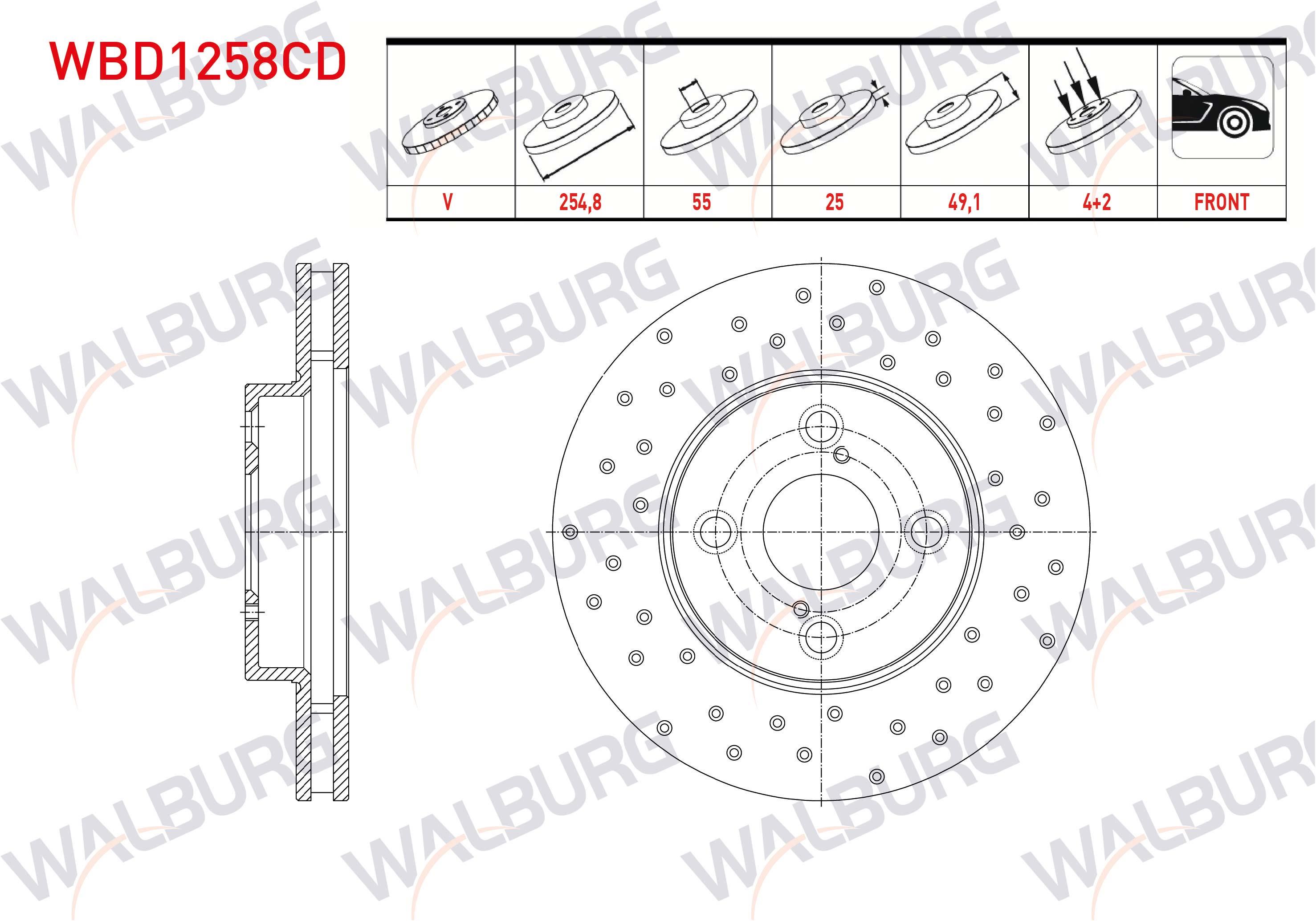 FREN DISKI ON HAVALI KAPLAMALI PERFORMANS DELIKLI 4 BJN 254,8X25X55X49,1 TOYOTA COROLLA (_E12_) 1.4 VVT-I 2002-2007 / TOYOTA COROLLA (_E12_) 1.6 VVT-I 2002-2007 / COROLLA (_E12_) 1.8 VVT-I 2002-2007
