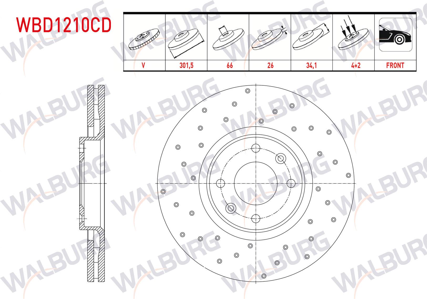 FREN DISKI ON HAVALI KAPLAMALI PERFORMANS DELIKLI 4 BJN 301,5X26X66X34,1 PEUGEOT 307 (3A/C) 2.0 HDI 2000-2007