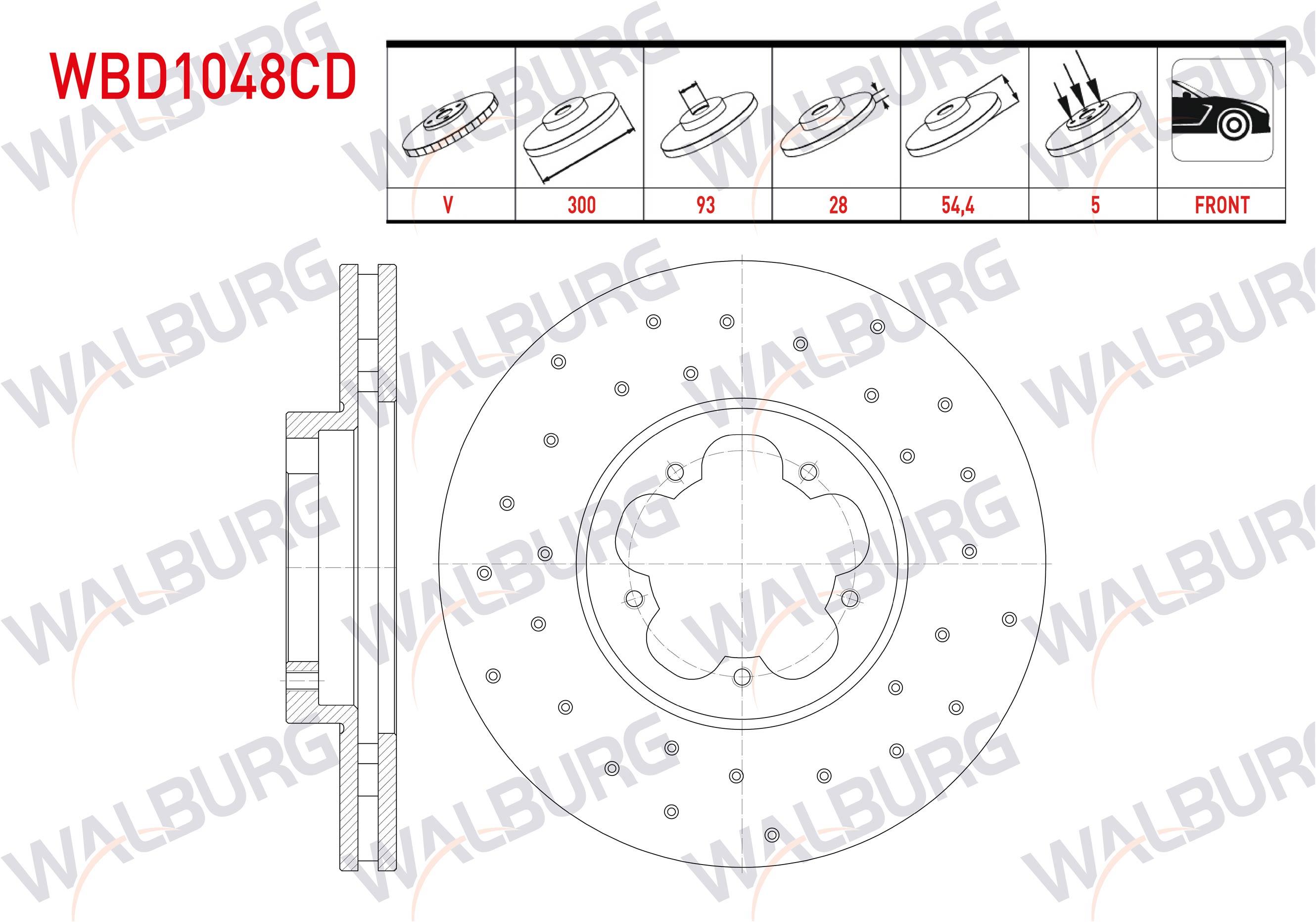 FREN DISKI ON HAVALI KAPLAMALI PERFORMANS DELIKLI 5 BJN 300X28X93X54,4 FORD TRANSIT (V347) 2.4 TDCI ARKADAN ITISLI 2006-2014