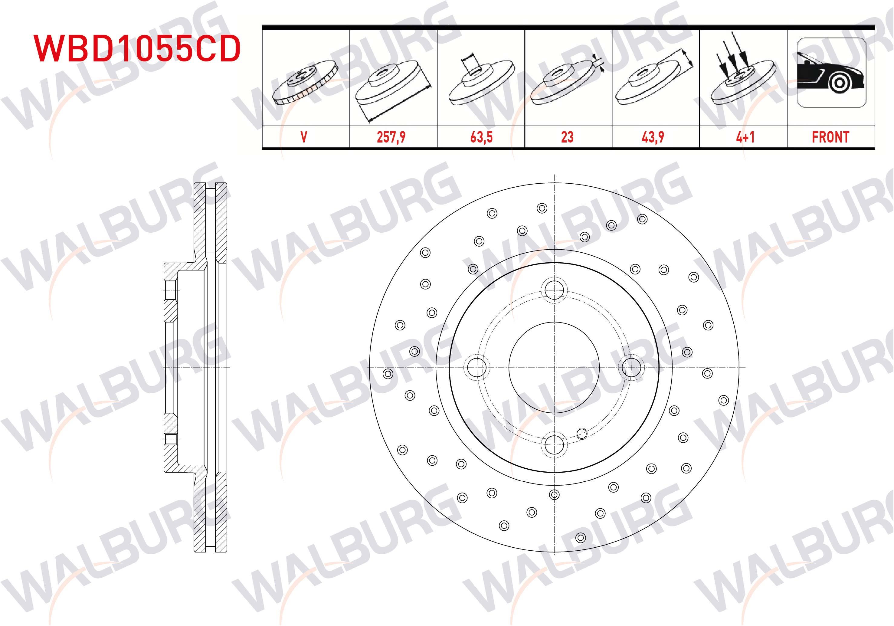 FREN DISKI ON HAVALI KAPLAMALI PERFORMANS DELIKLI 4 BJN 257,9X23X63,5X43,9 FORD FIESTA VI 1.4 TDCI - 1.4i - 1.6 TDCI - 1.25i -1.5 TDCI 2008-2012