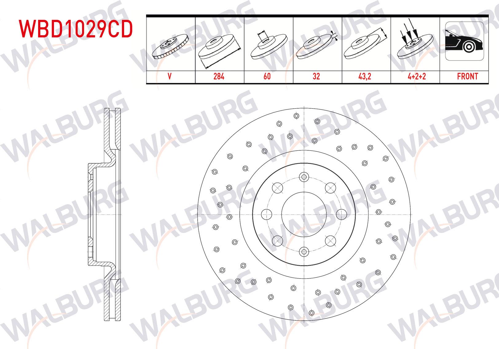 FREN DISKI ON HAVALI KAPLAMALI PERFORMANS DELIKLI 4 BJN 284X22X60X43,2 FIAT G.PUNTO 1.3 MJT - 1.9 MJT 2005-2012/ OPEL CORSA D 1.3 CDTI - 1.2 - 1.4 2006-2014